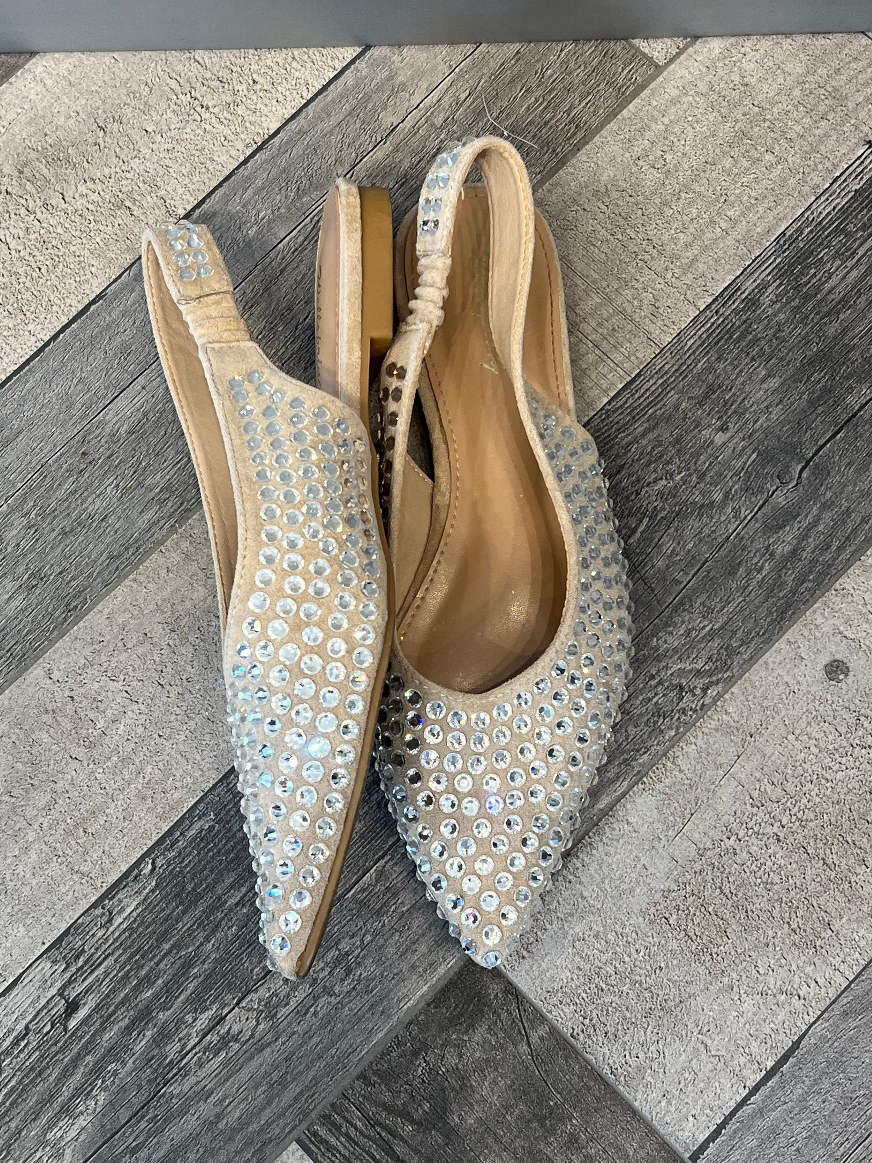 Slingback nude in eco suede strass