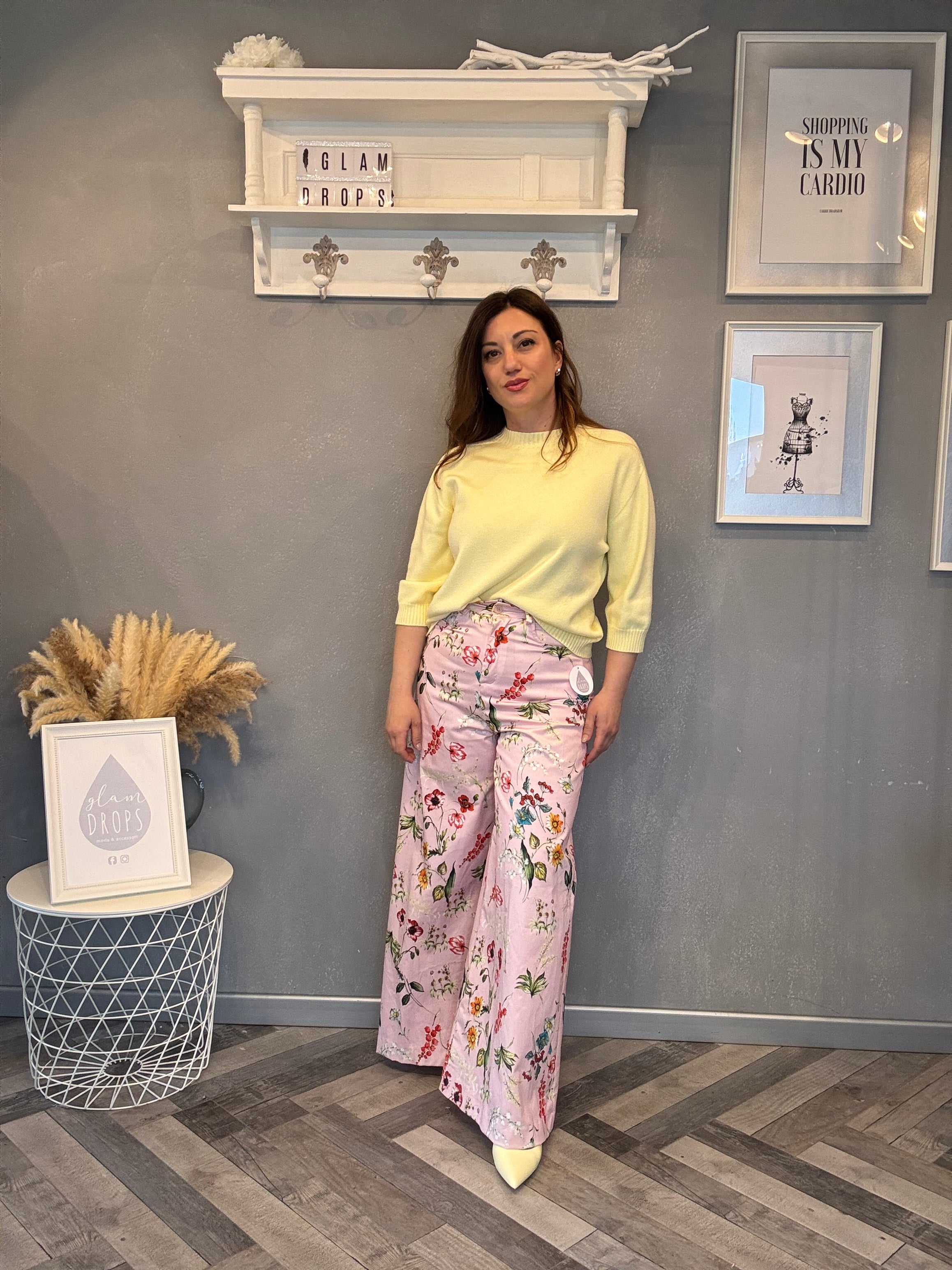 Pantaloni palazzo Pink Bloom