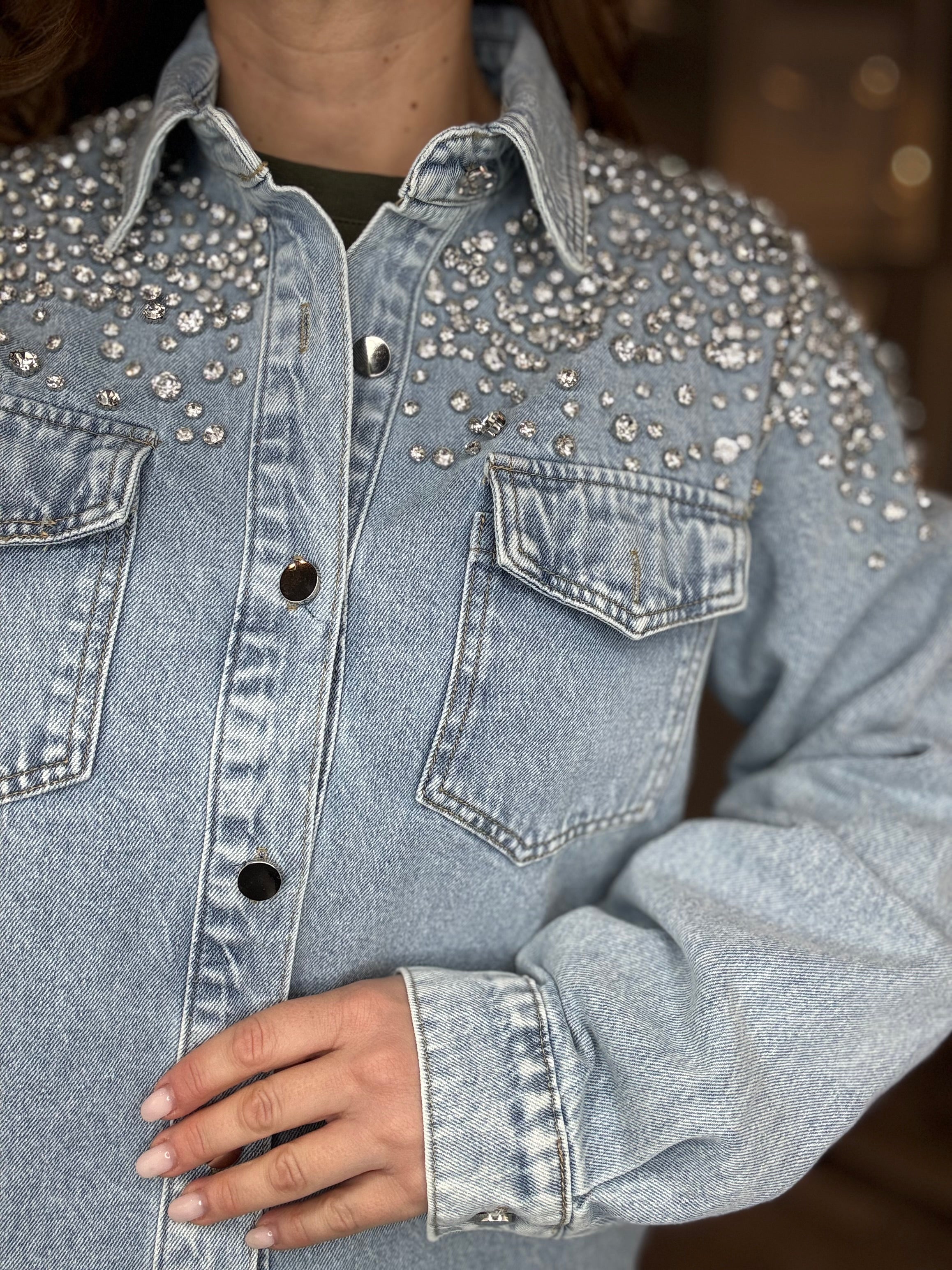 Giacca camicia in denim Diamonds