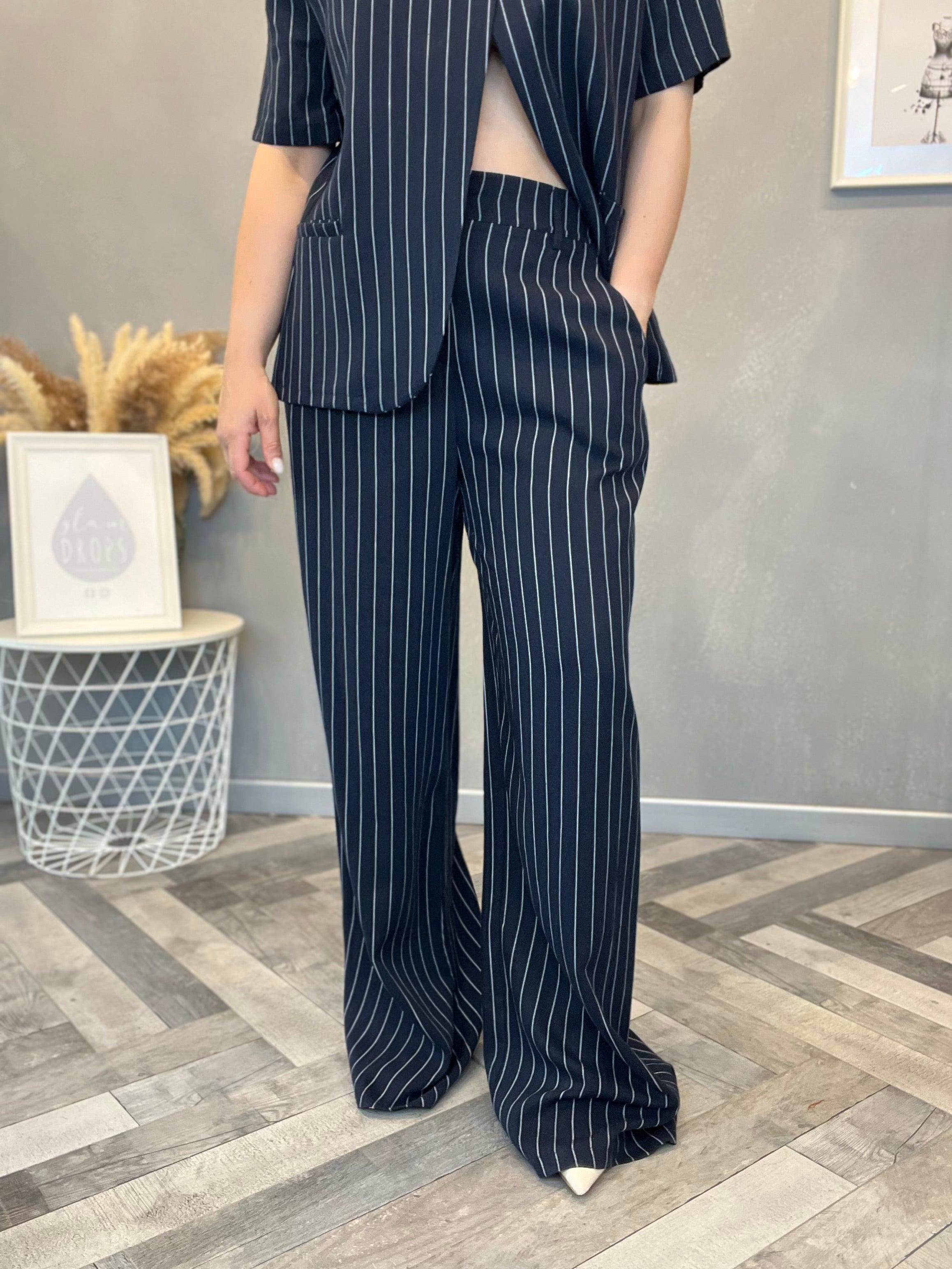 Set Icona gessato blu