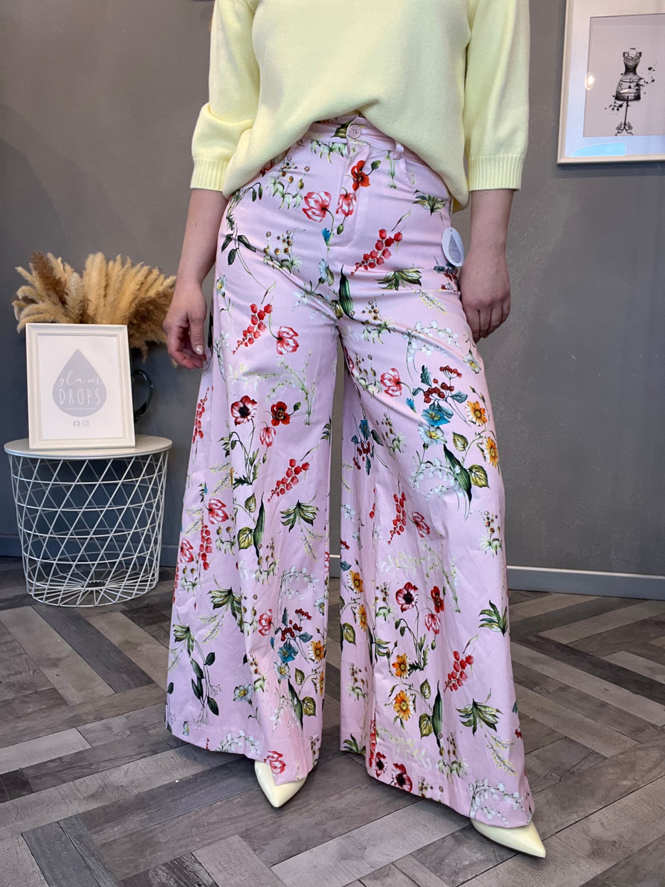 Pantaloni palazzo Pink Bloom