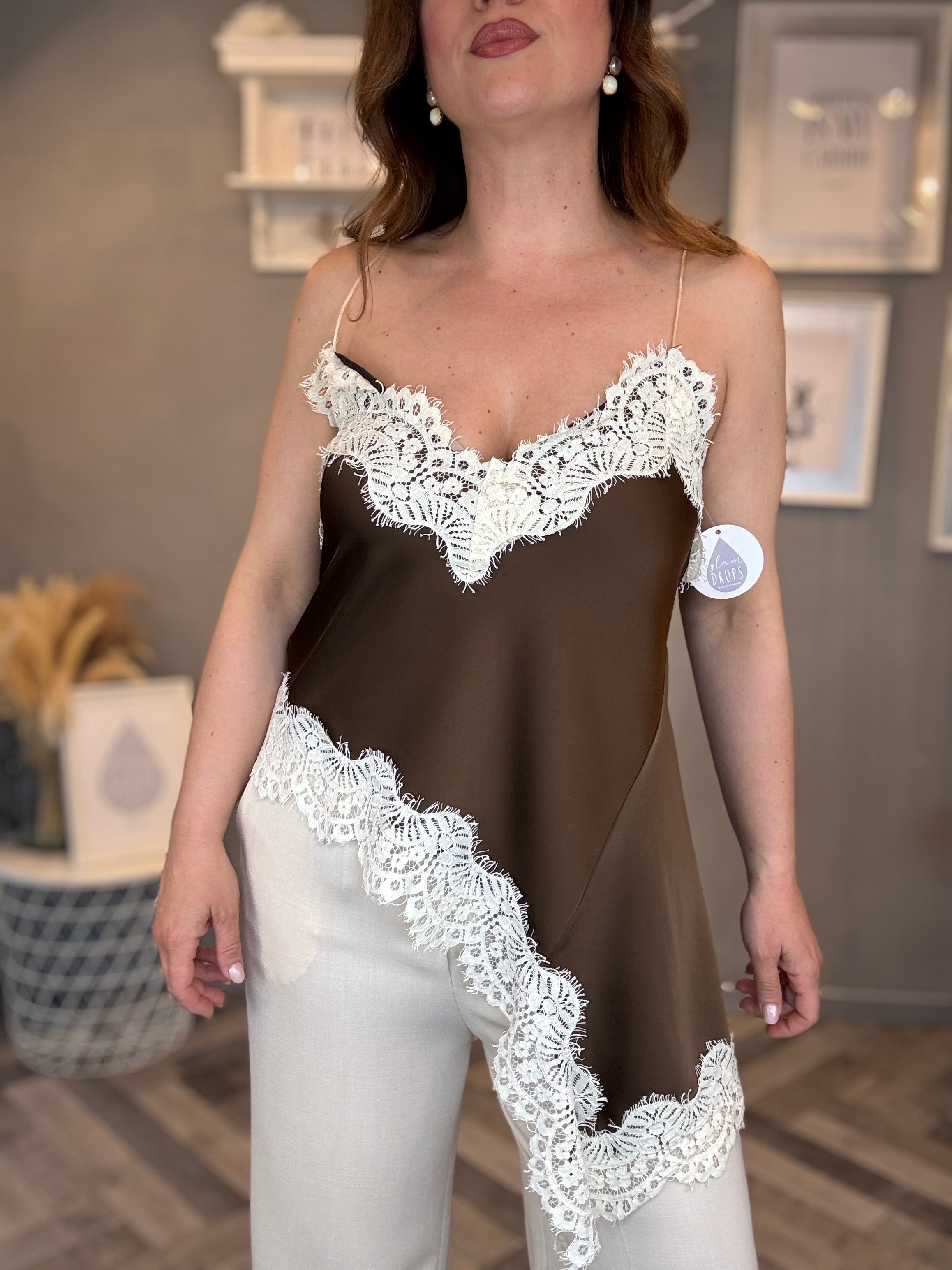 Top Soft lace cioccolato
