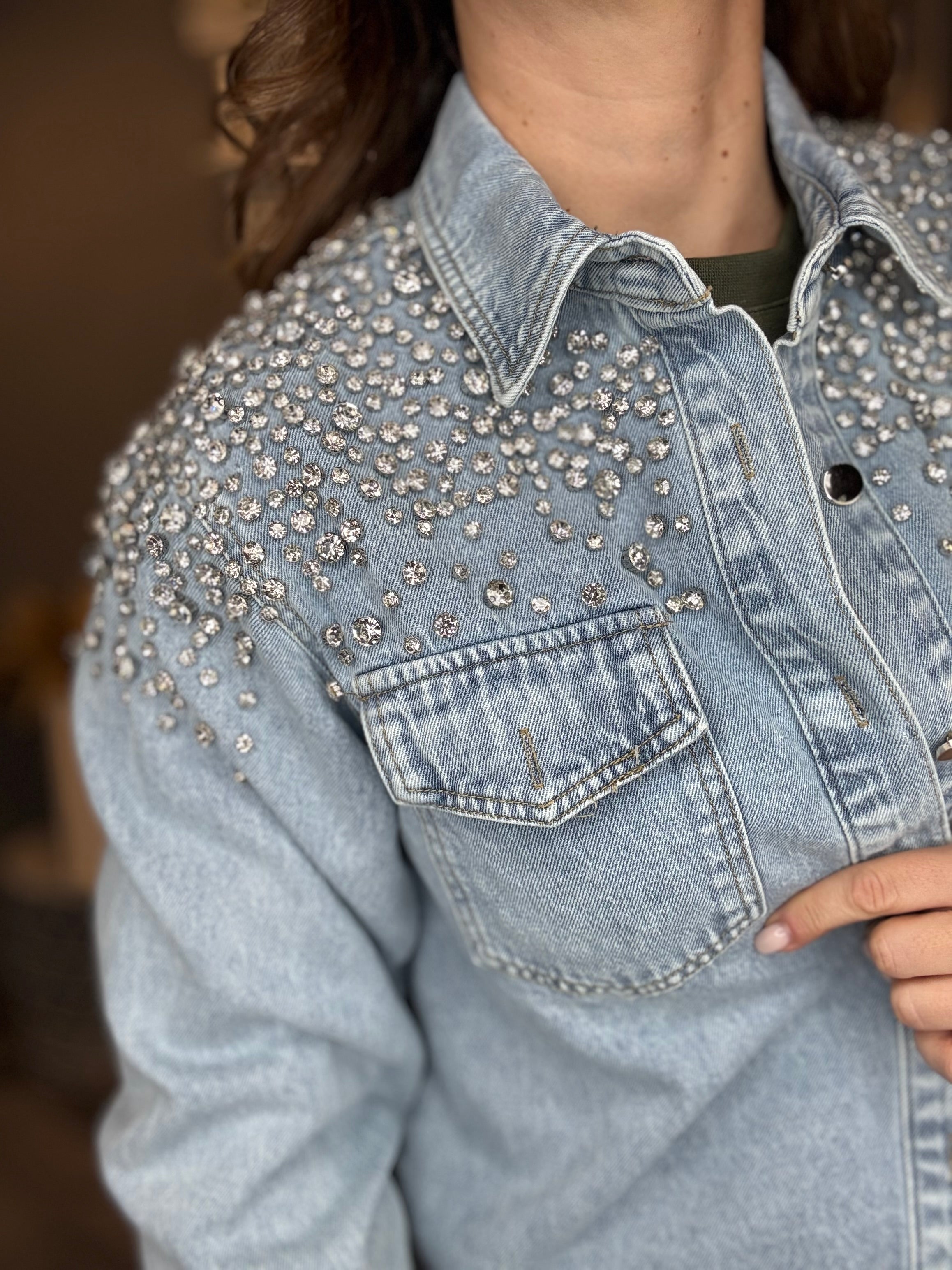 Giacca camicia in denim Diamonds