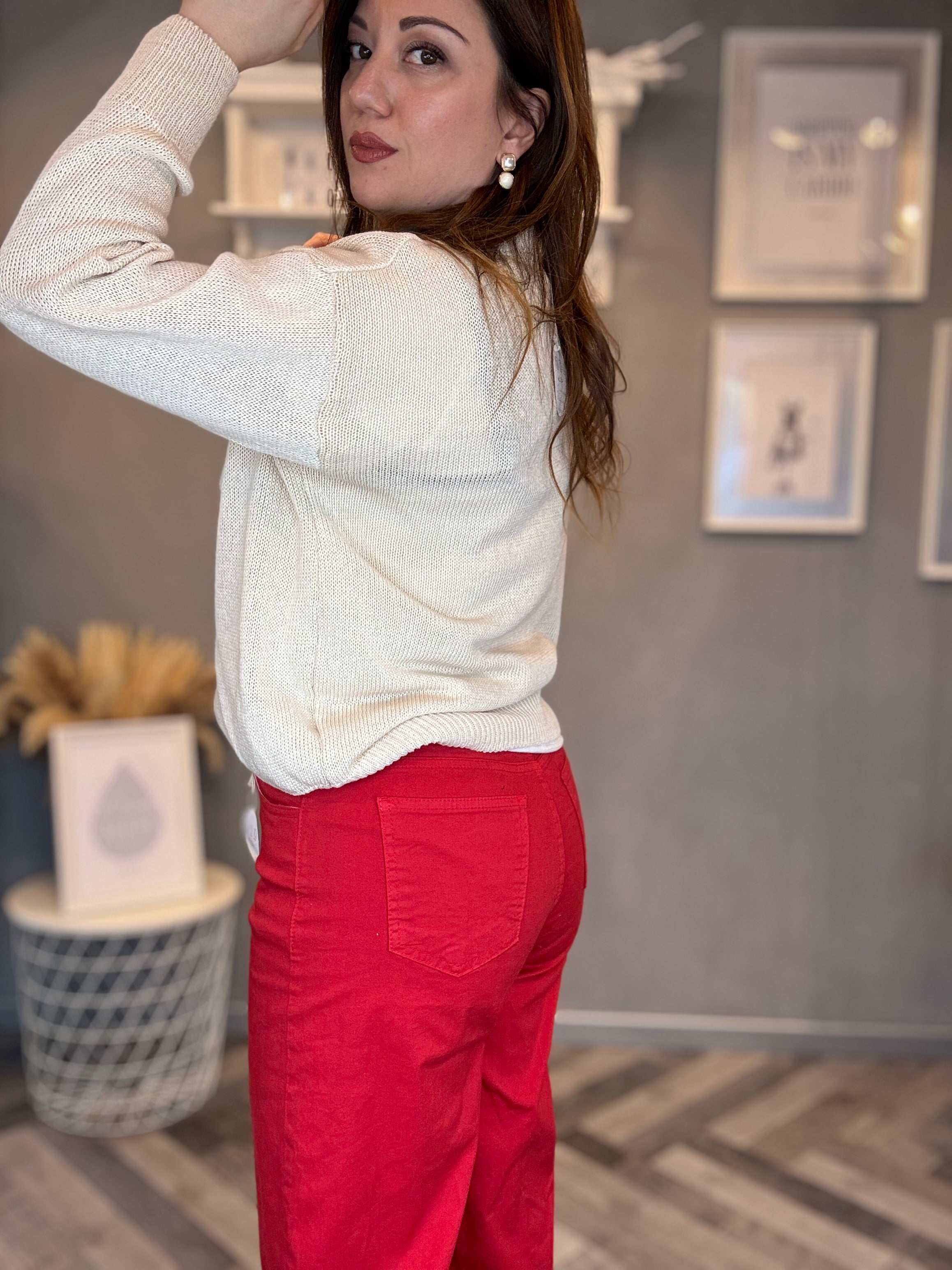 Pantalone wide leg rosso