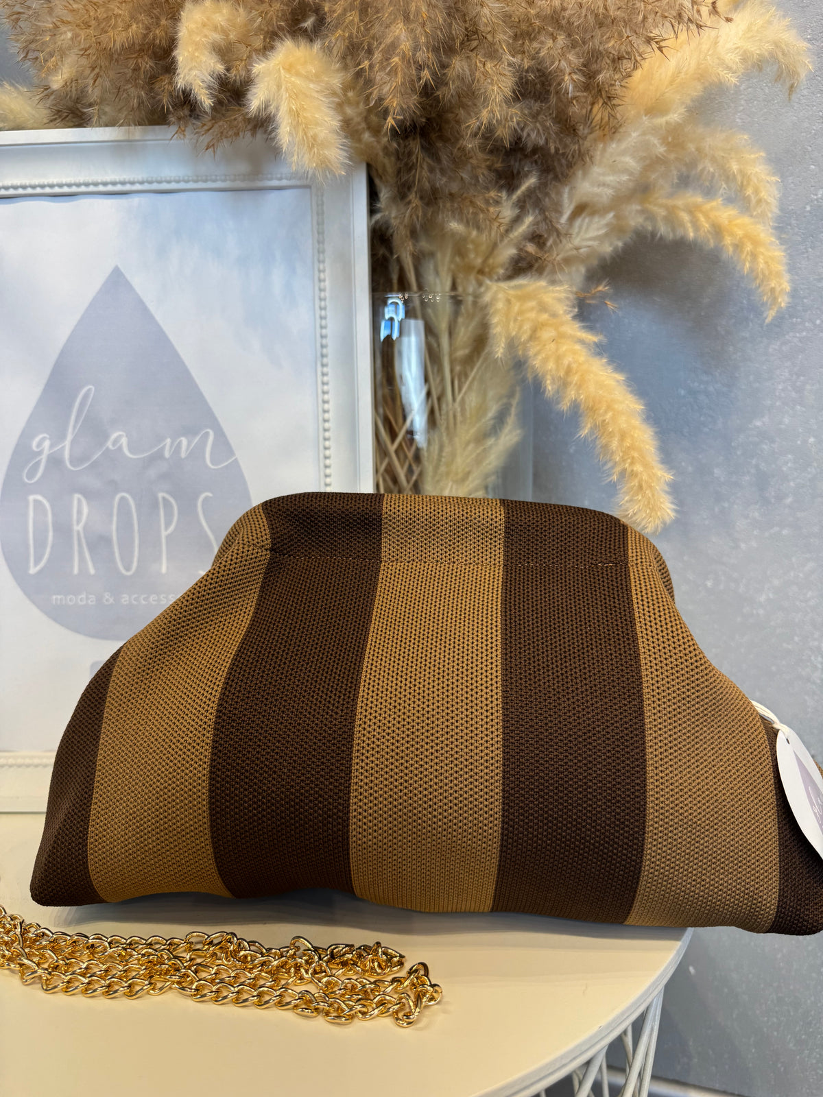 Borsa Stripe nocciola e cioccolato