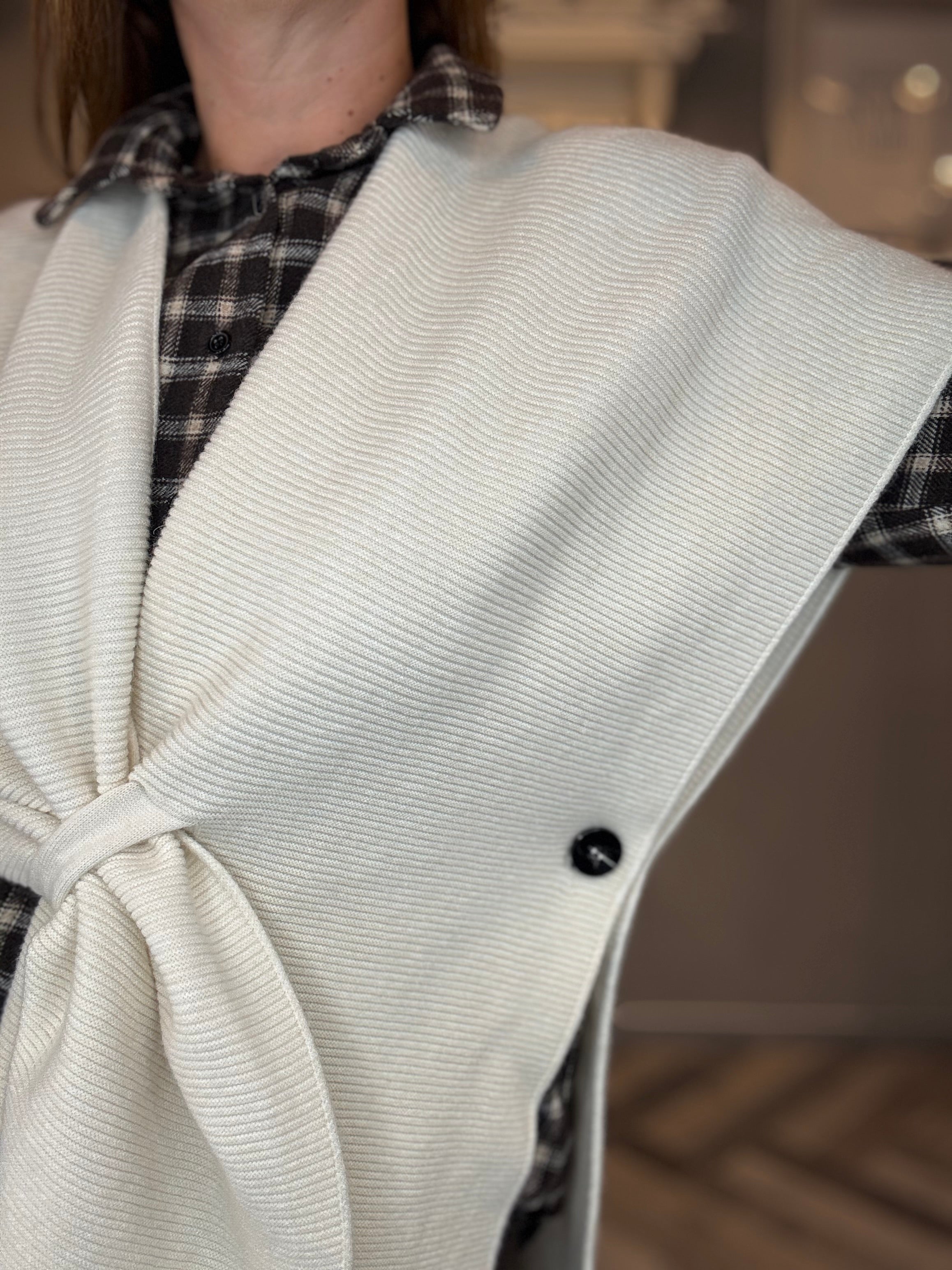 Gilet in maglia multiuso panna