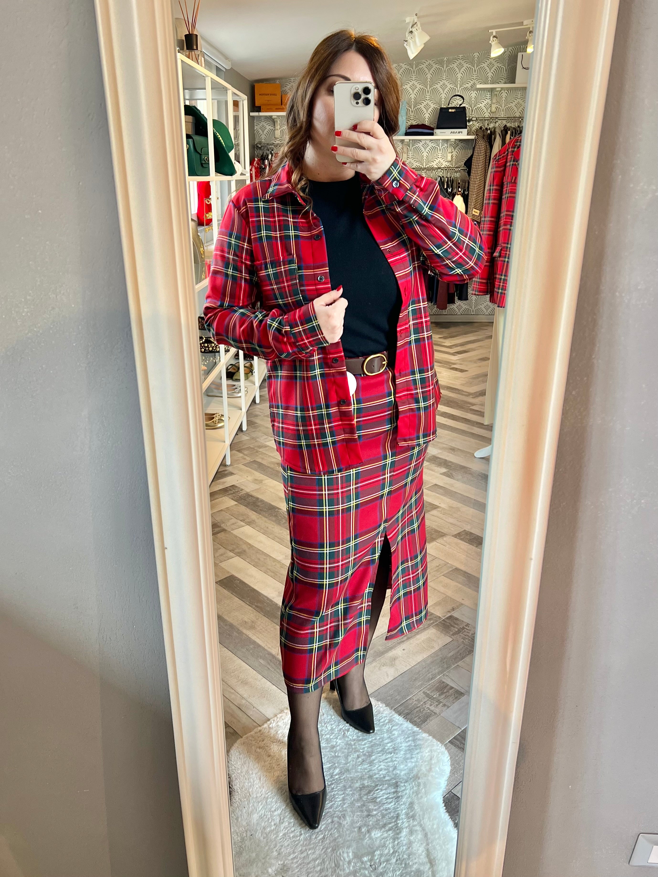 Camicia tartan scozzese rosso