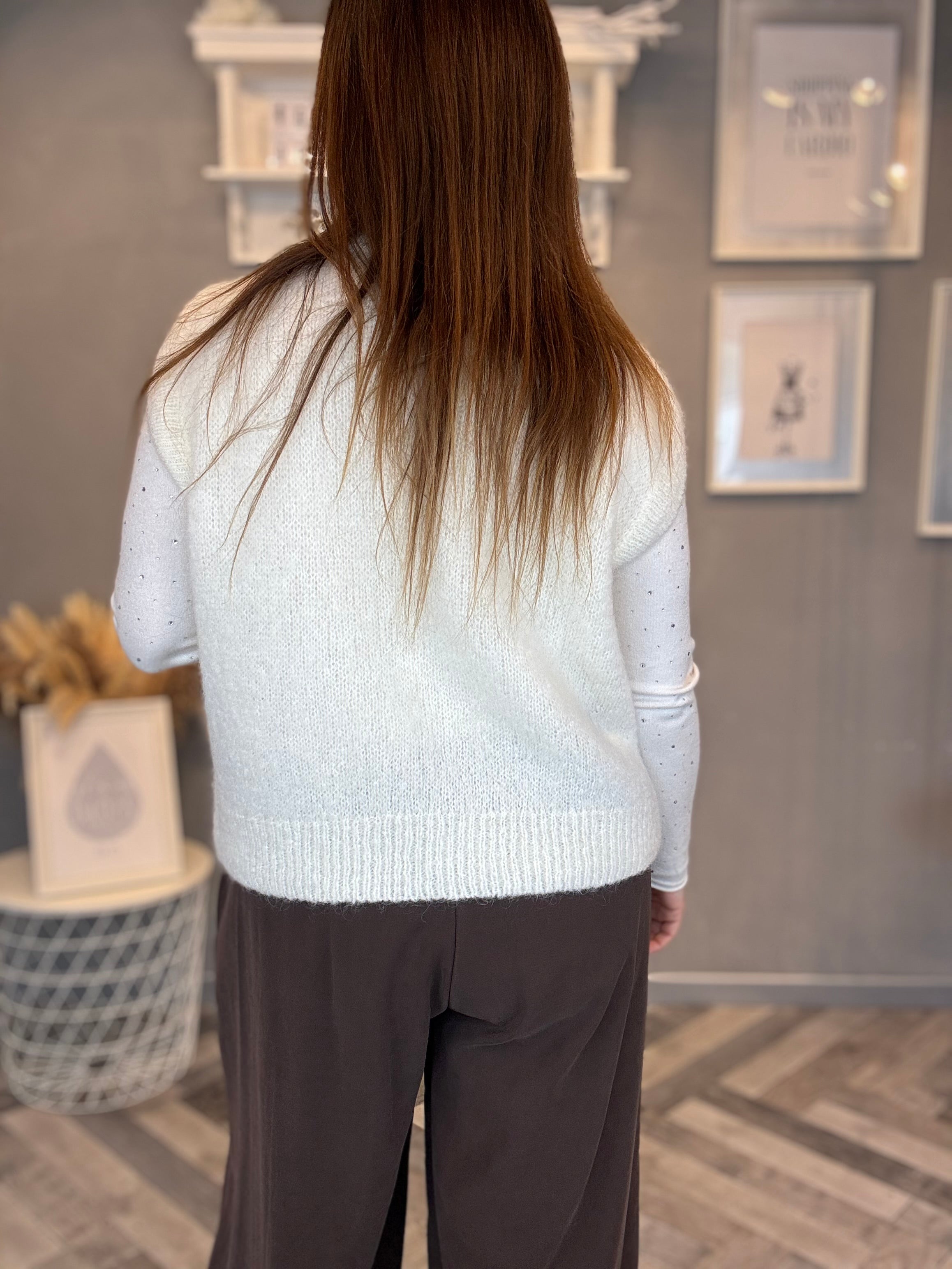 Gilet in maglia con zip panna