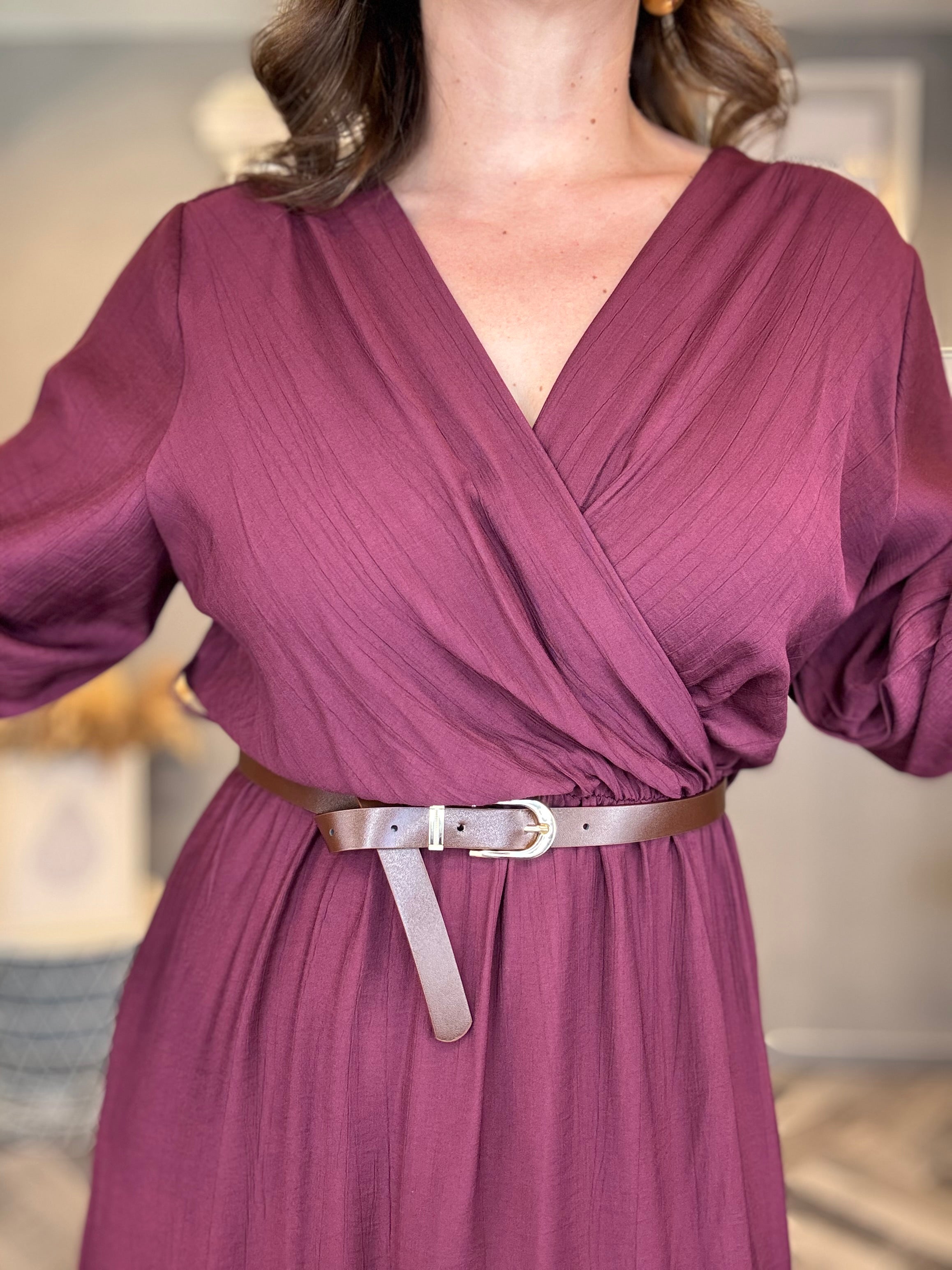 Abito Midi incrocio Soft Borgogna