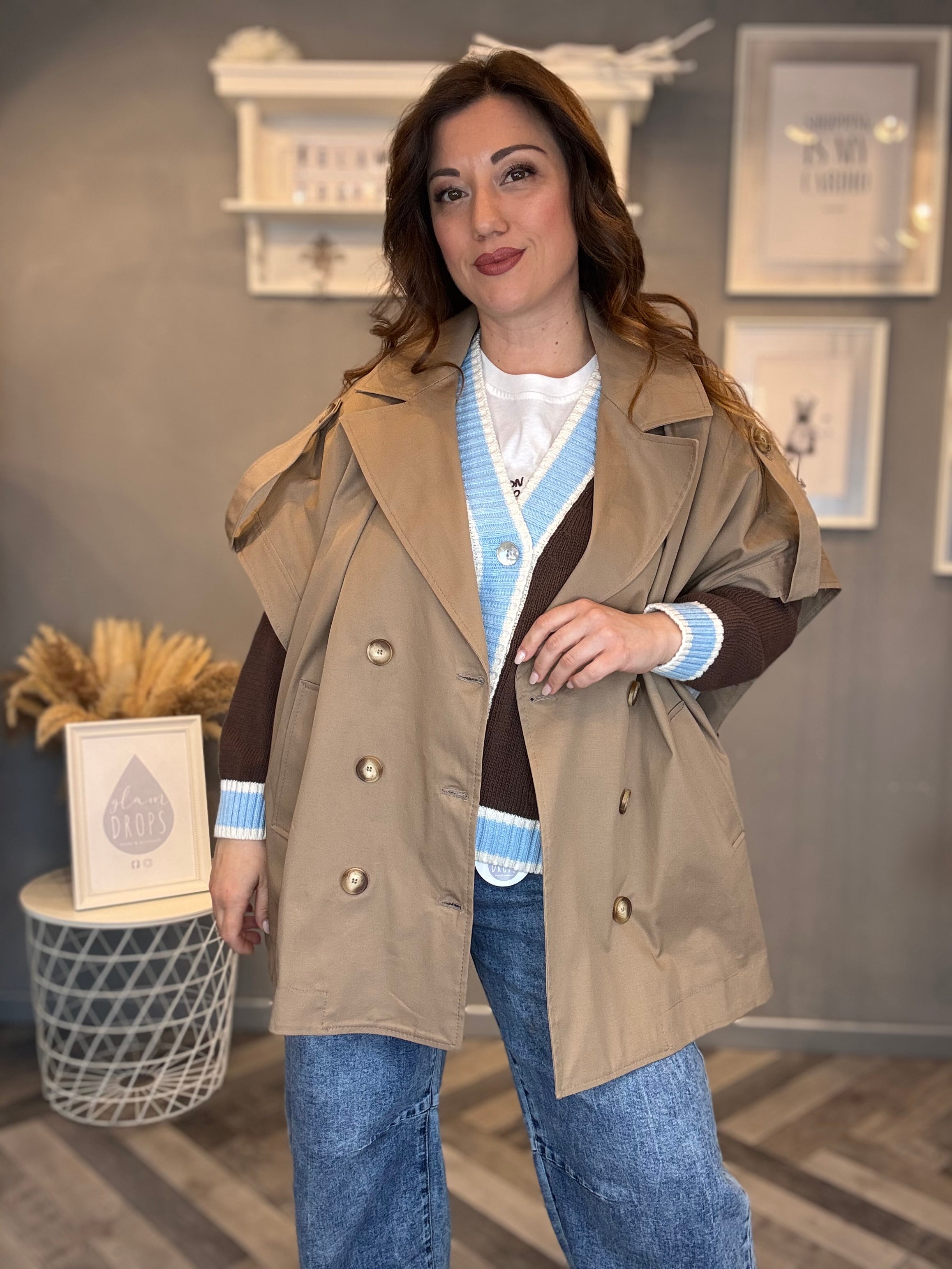 Trench smanicato gilet biscotto