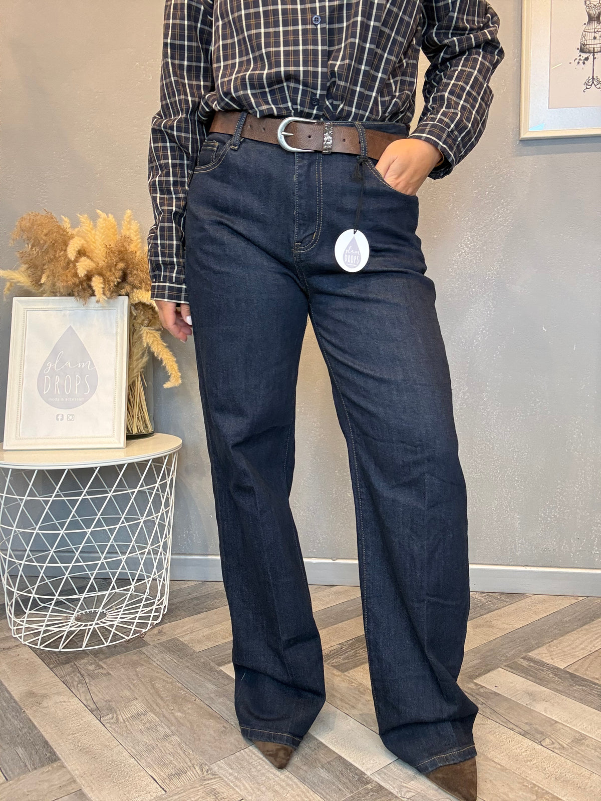 Jeans palazzo con cintura jewel