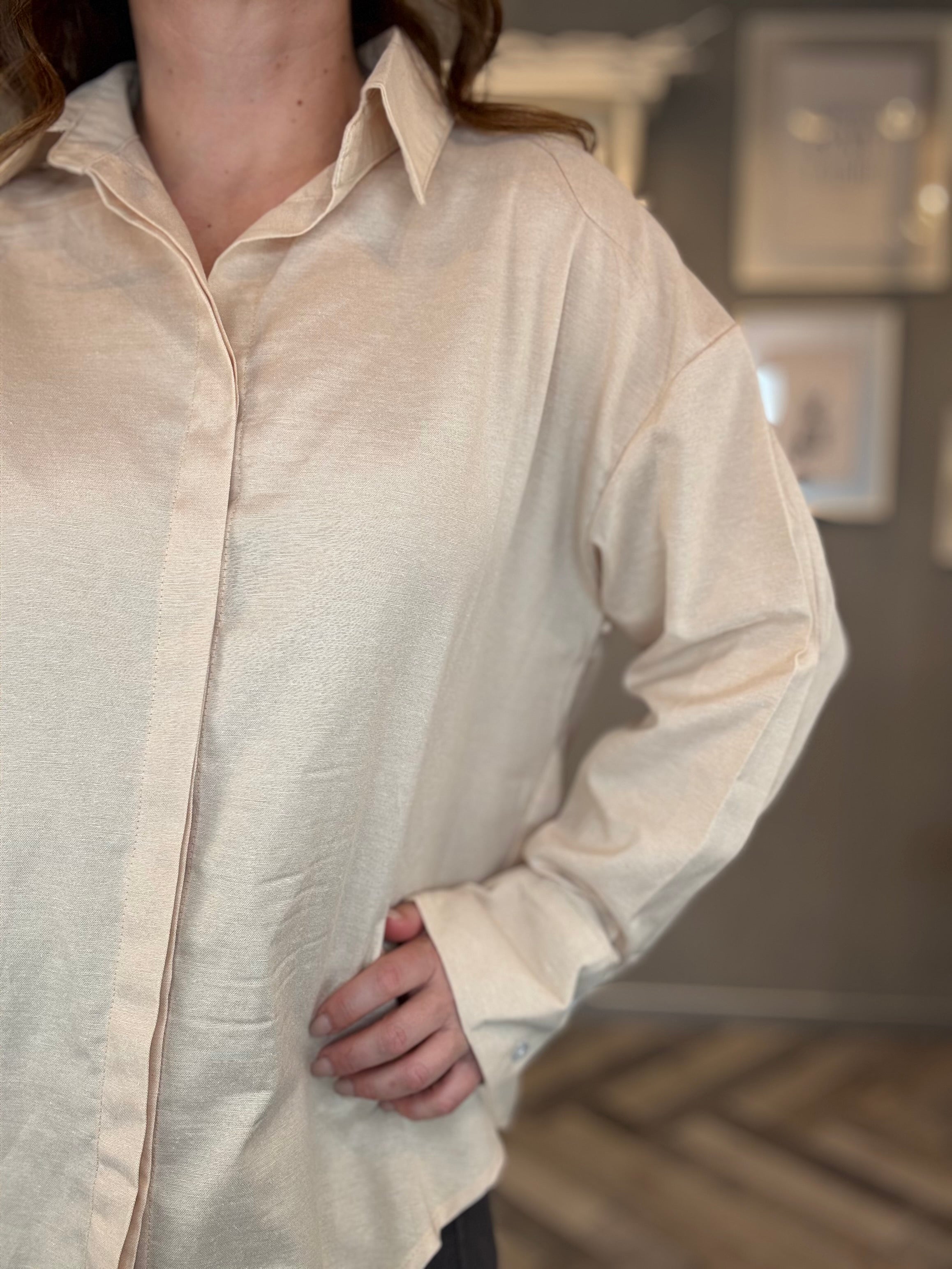 Camicia soft touch over beige