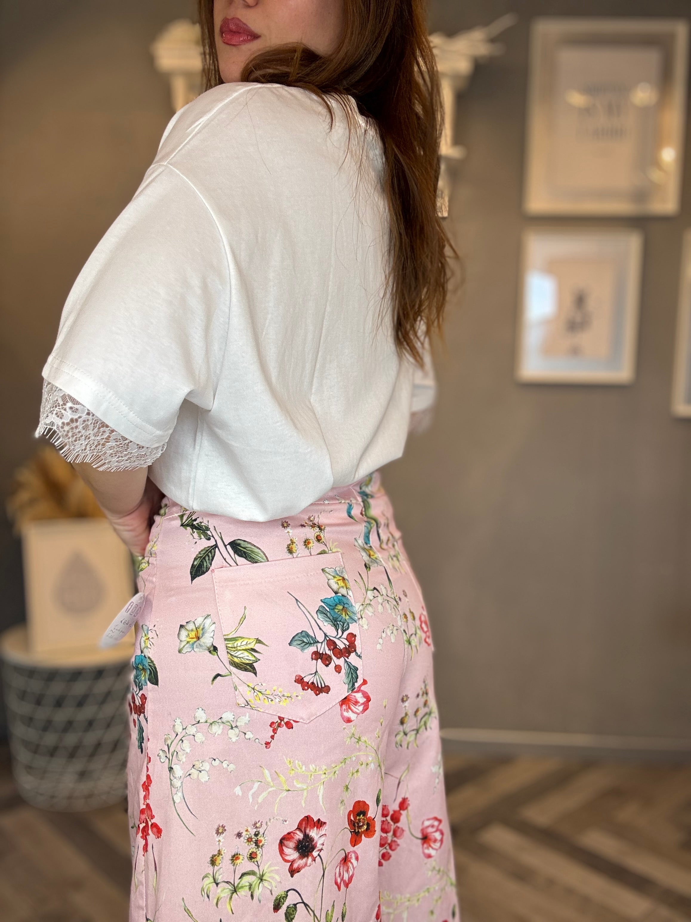 Pantaloni palazzo Pink Bloom