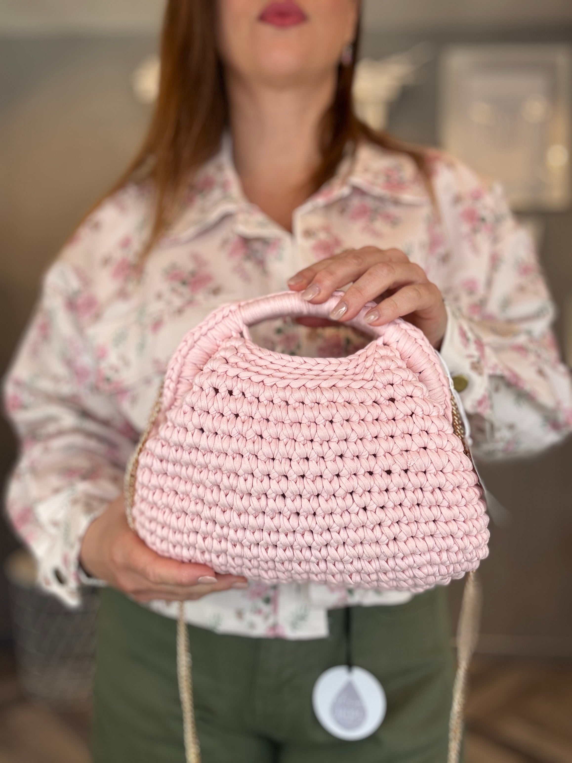 Borsa chunky bag intreccio rosa