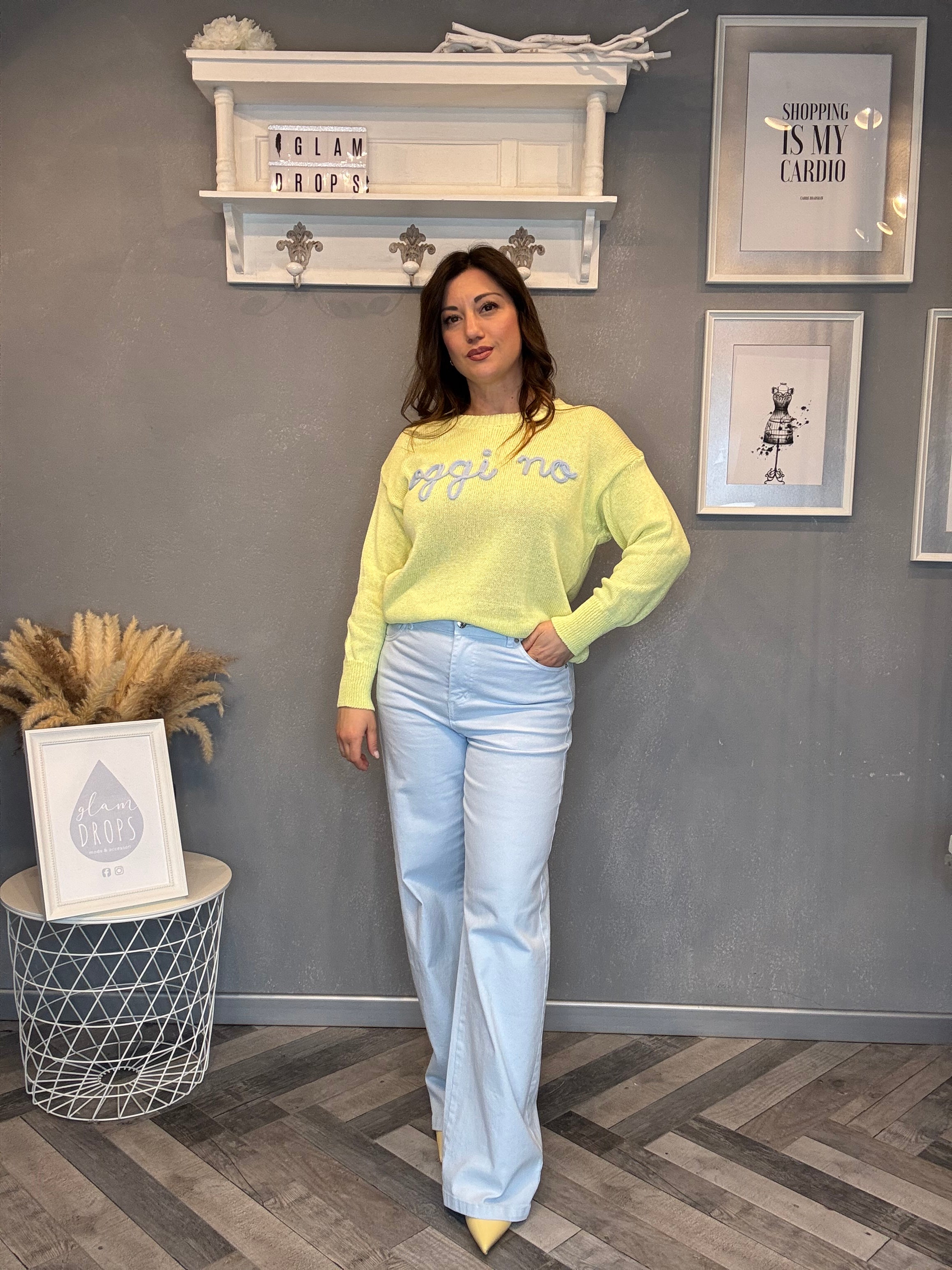 Jeans wide leg celeste