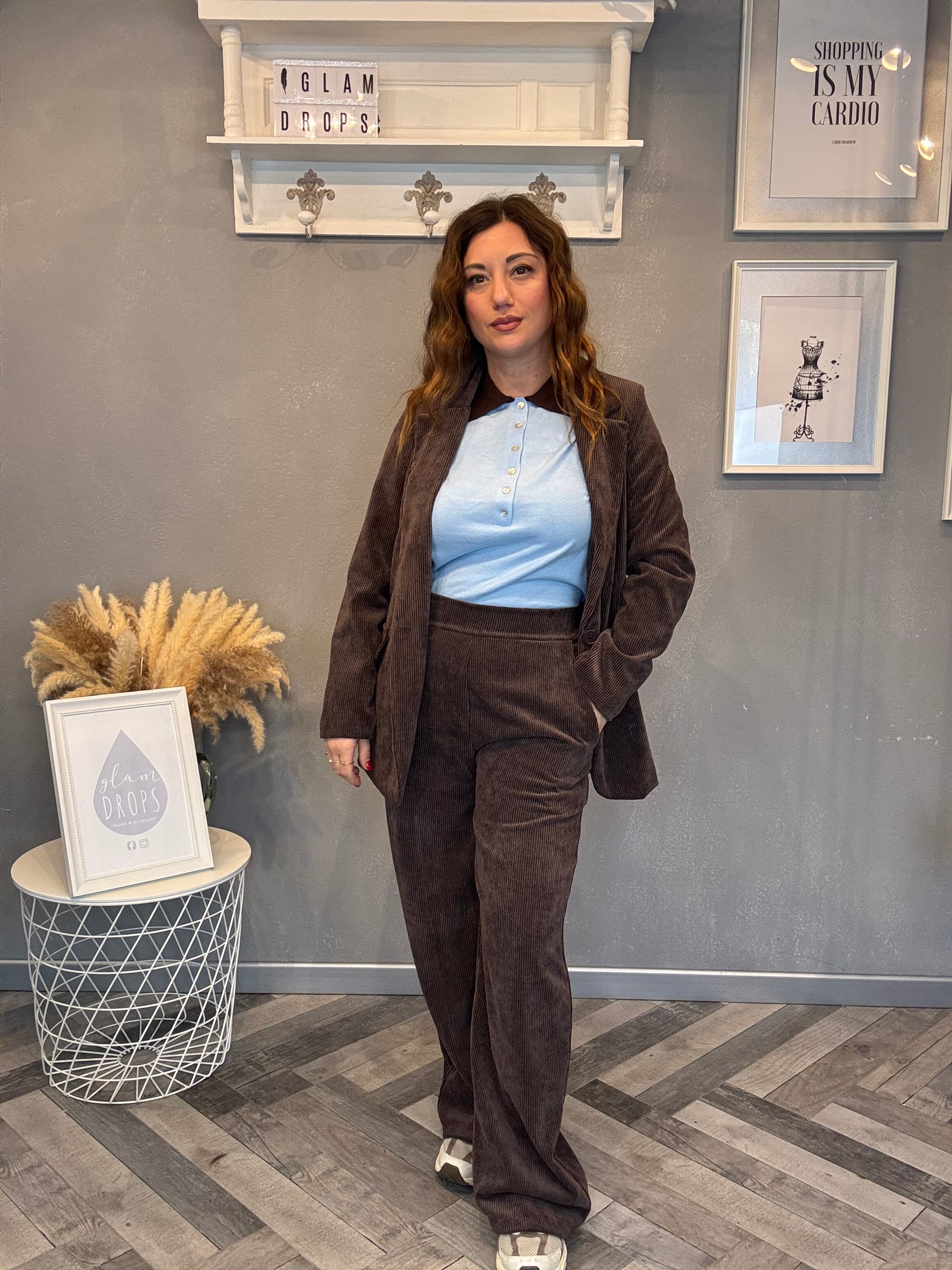 Tailleur in velluto a coste moro