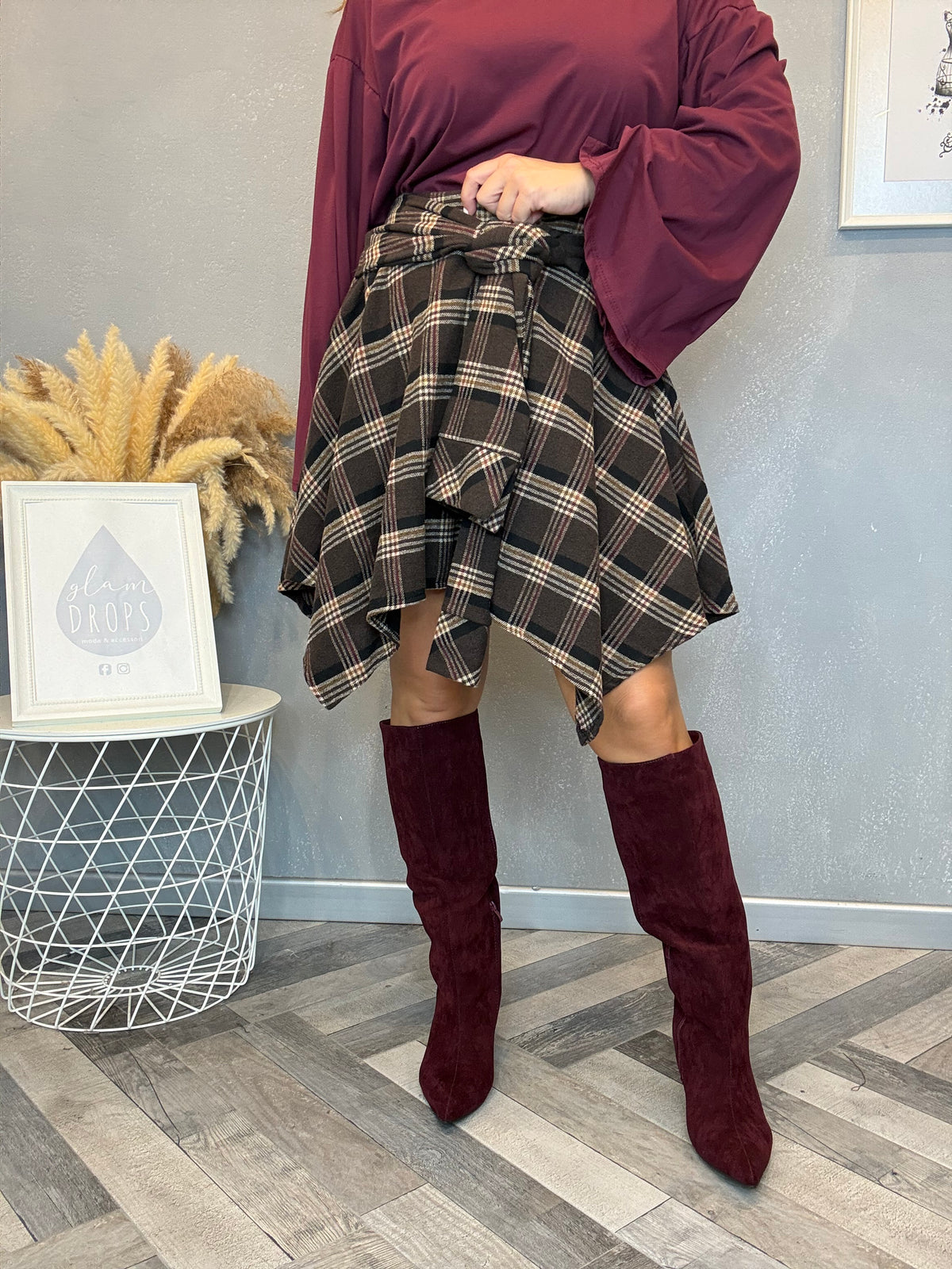 Gonna Twist finta camicia moro bordeaux