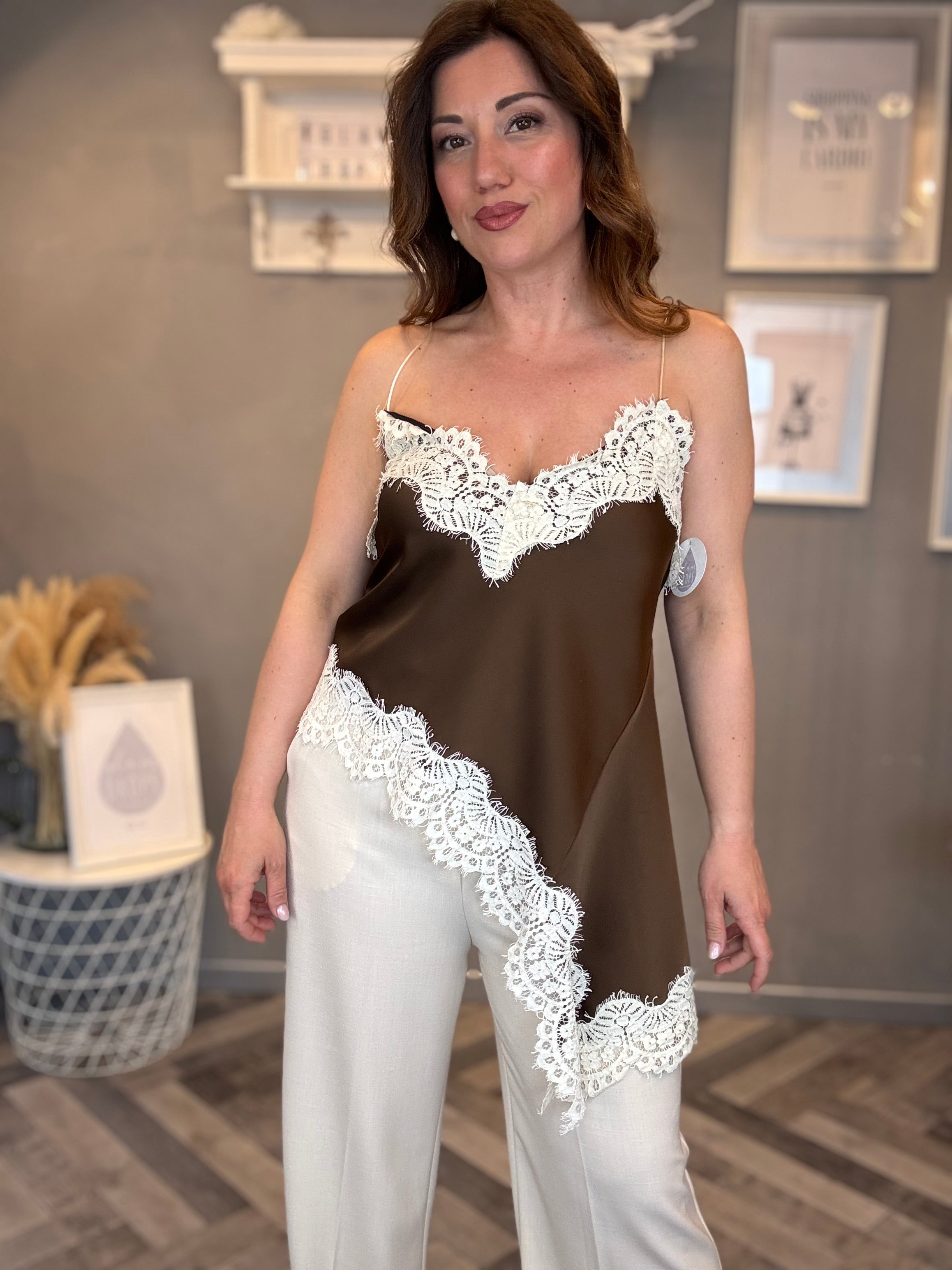 Top Soft lace cioccolato