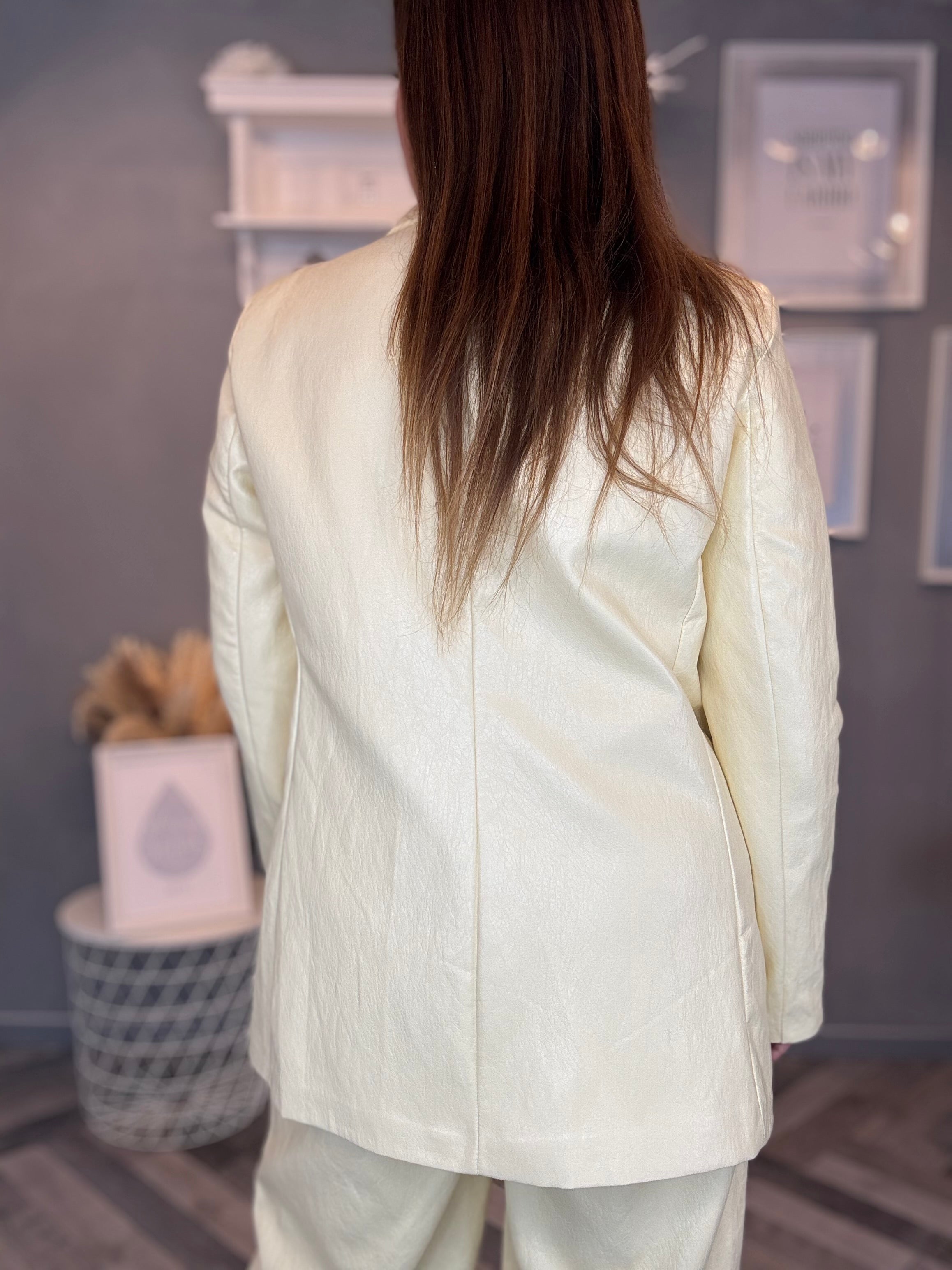 Blazer ecopelle giallo pastello