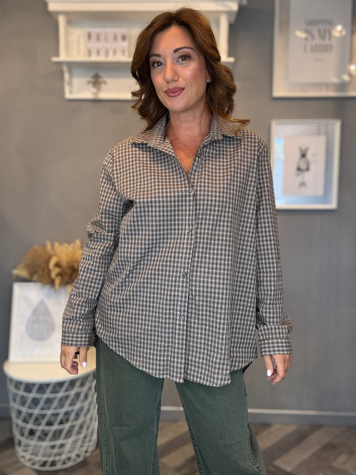 Camicia micro check burro e moro