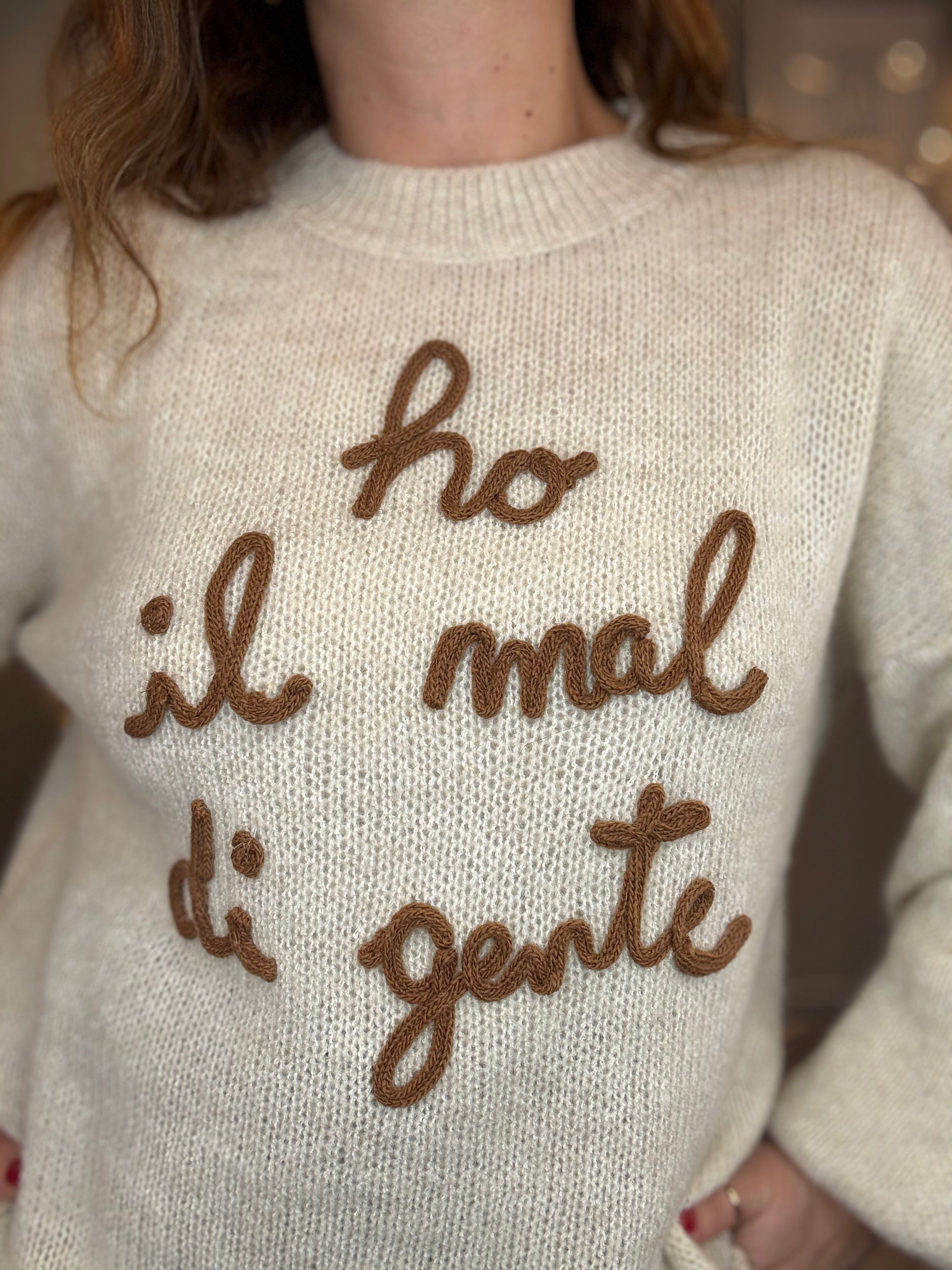 Maglioncino Ho il mal di gente sabbia