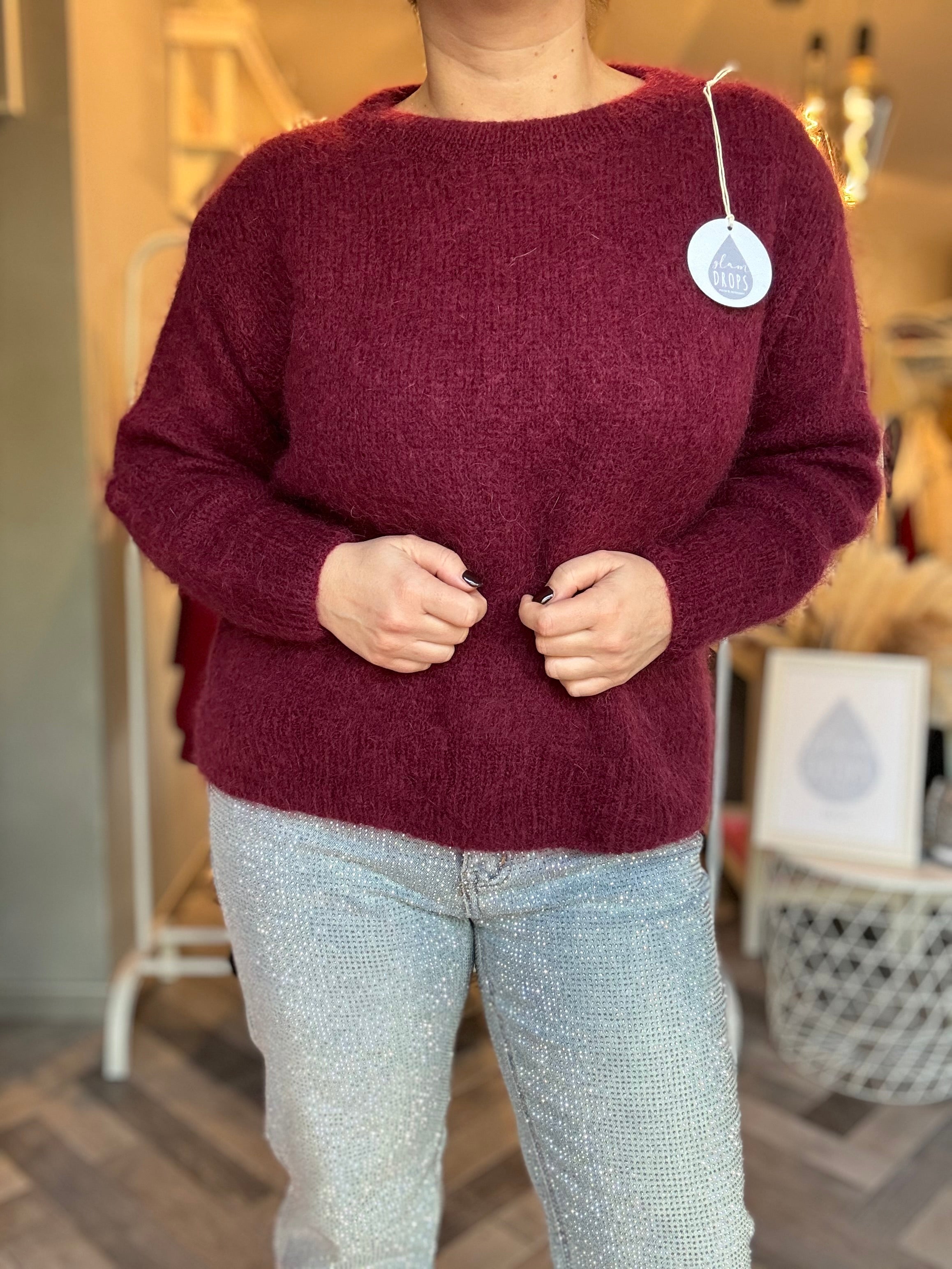 Maglione in mohair con fiocco decorativo sul retro