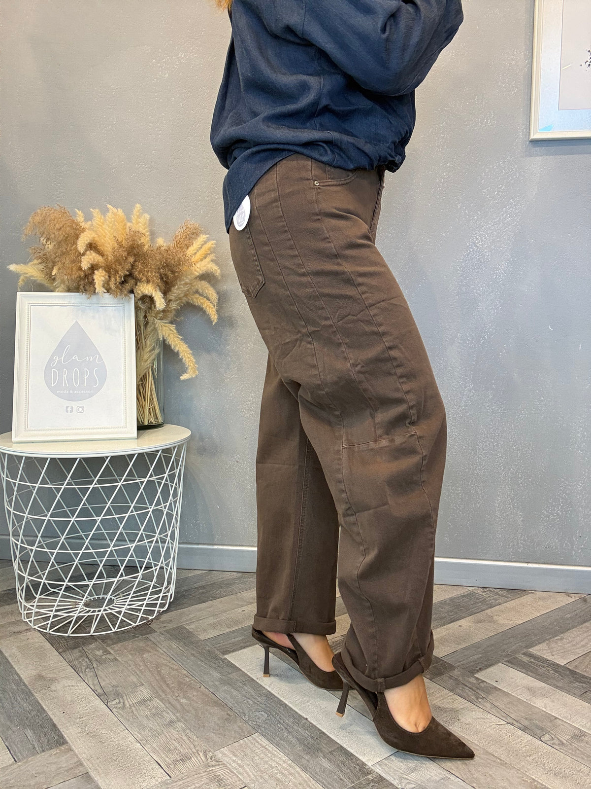Jeans barrel soft cioccolato
