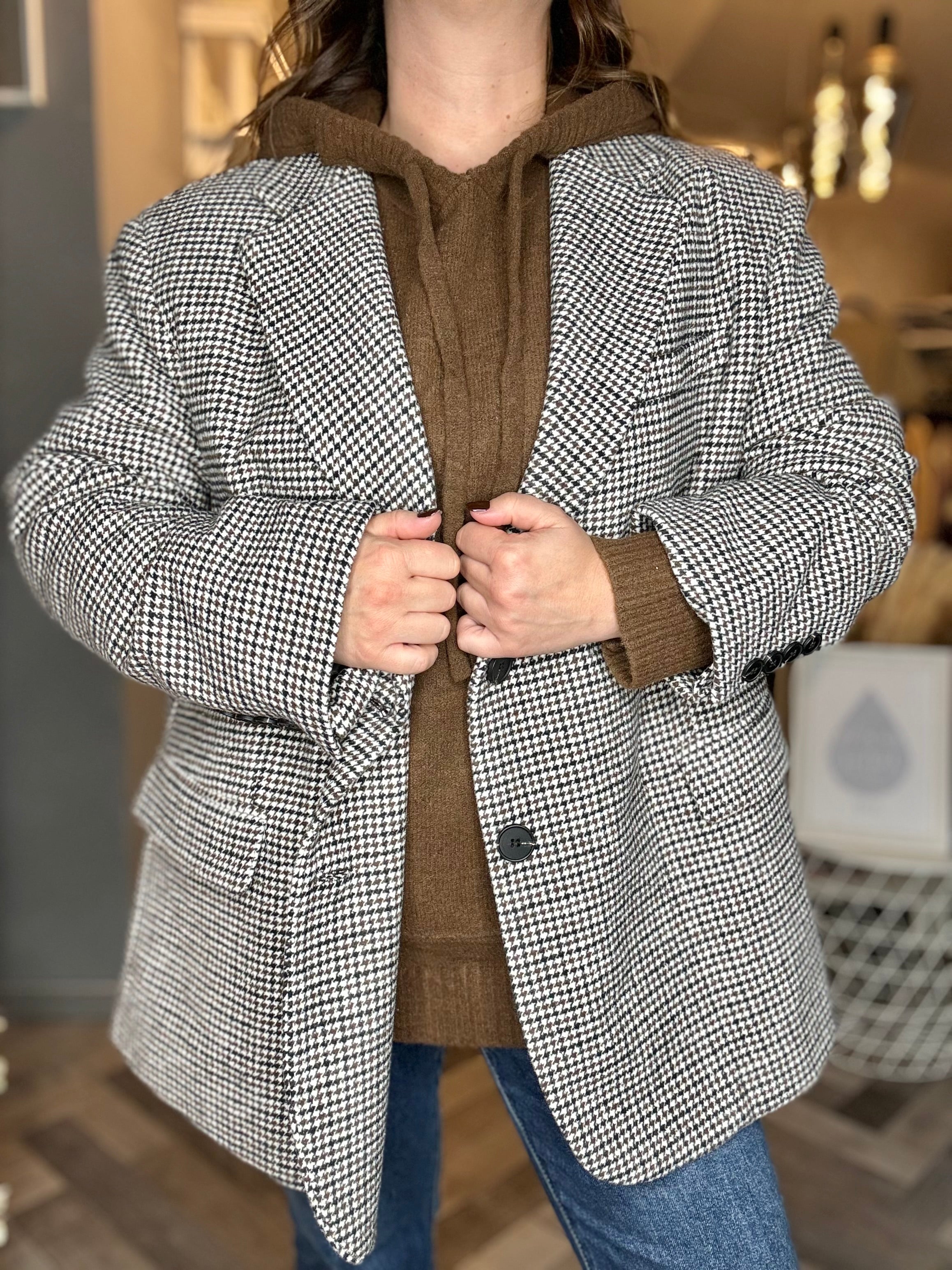 Lumina giacca cappotto over principe di Galles cioccolato