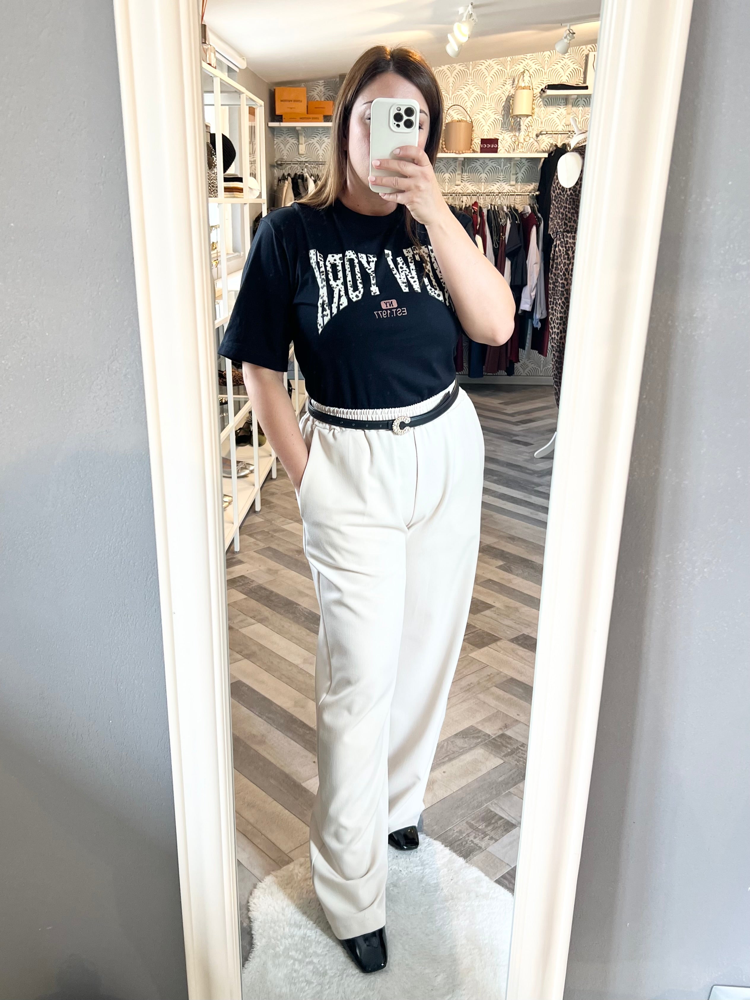 Lumina pantalone palazzo con elastico in vita