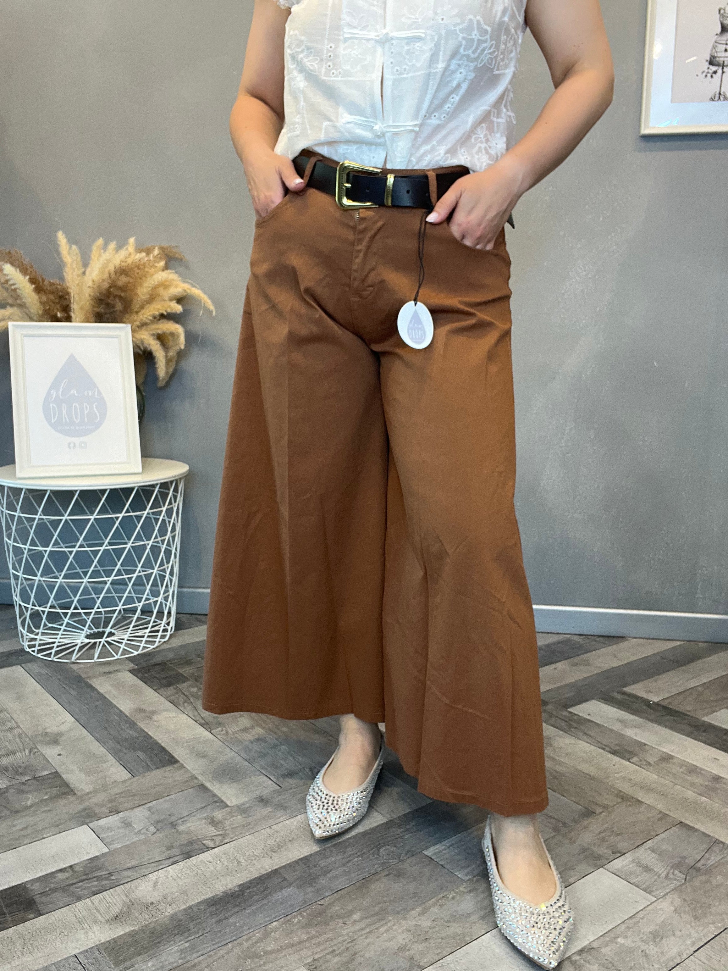 Gonna pantalone crop cuoio