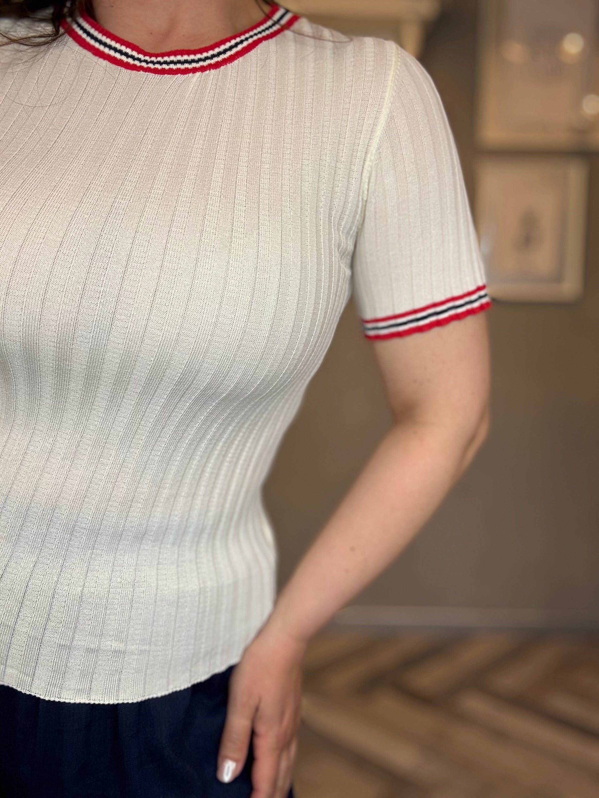 Lumina top in maglia a costine con righe