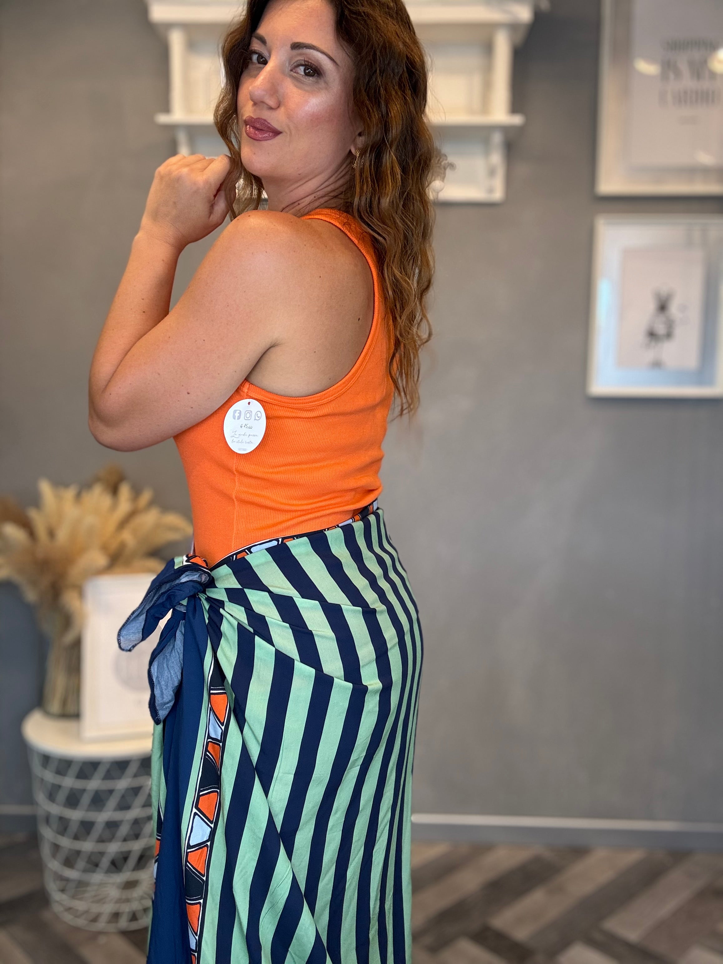 Gonna pareo Isla Bonita midi zebra blu e acqua