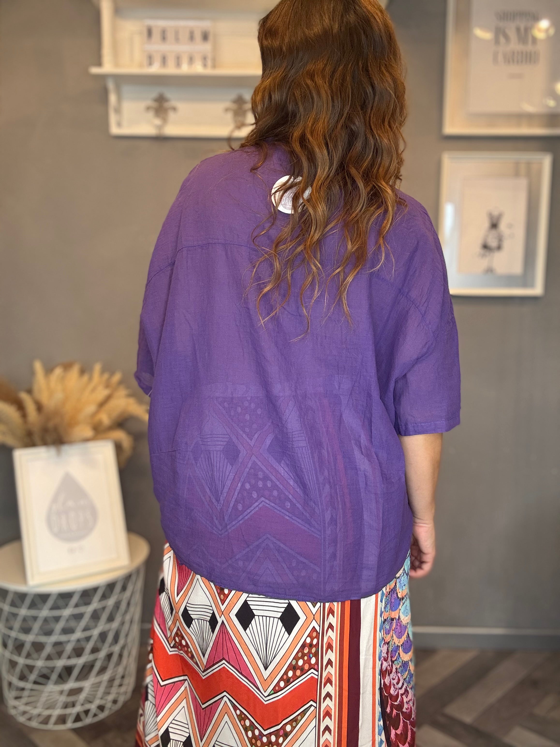 Camicia in mussola viola
