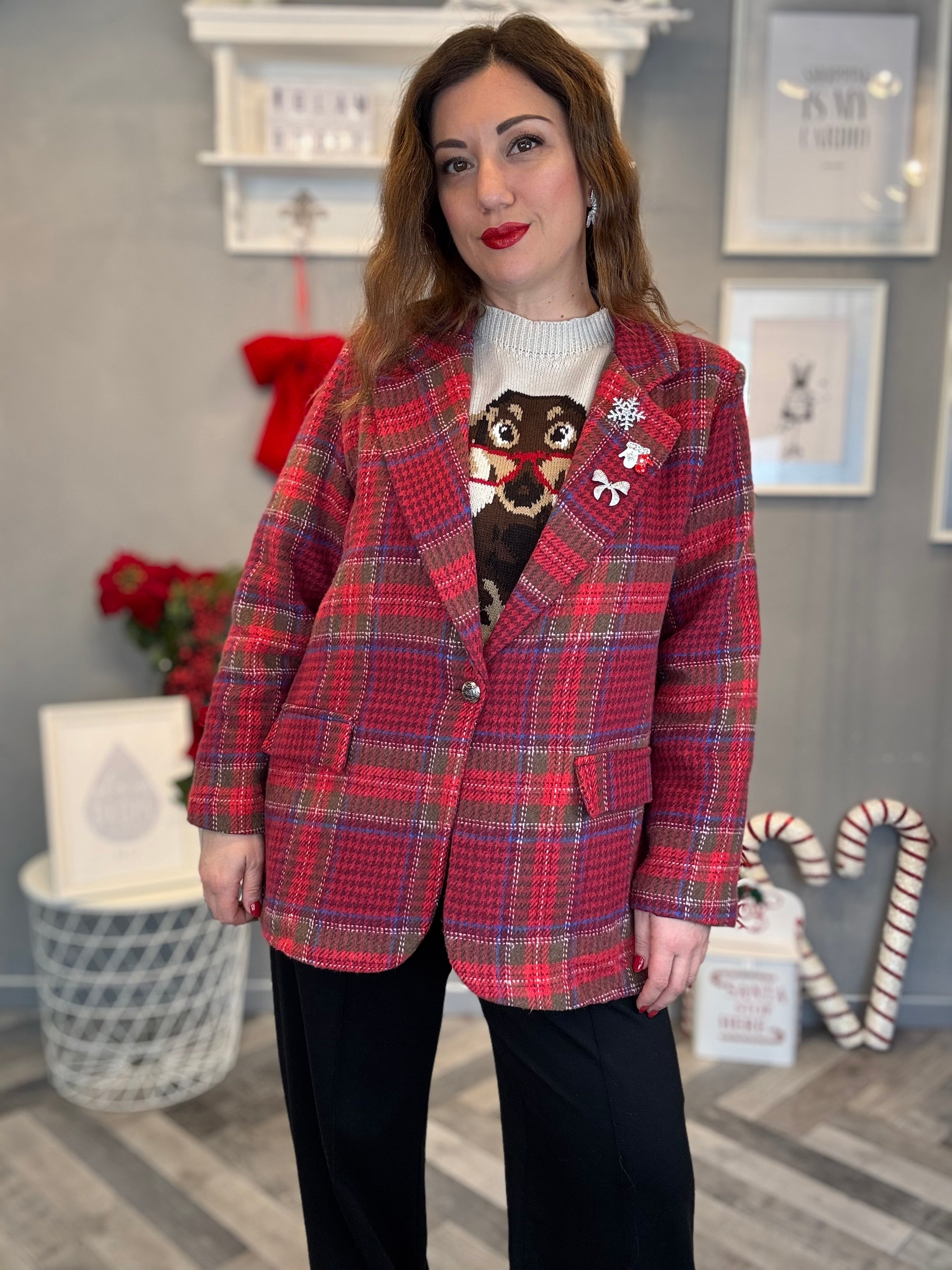 Blazer tartan rosso
