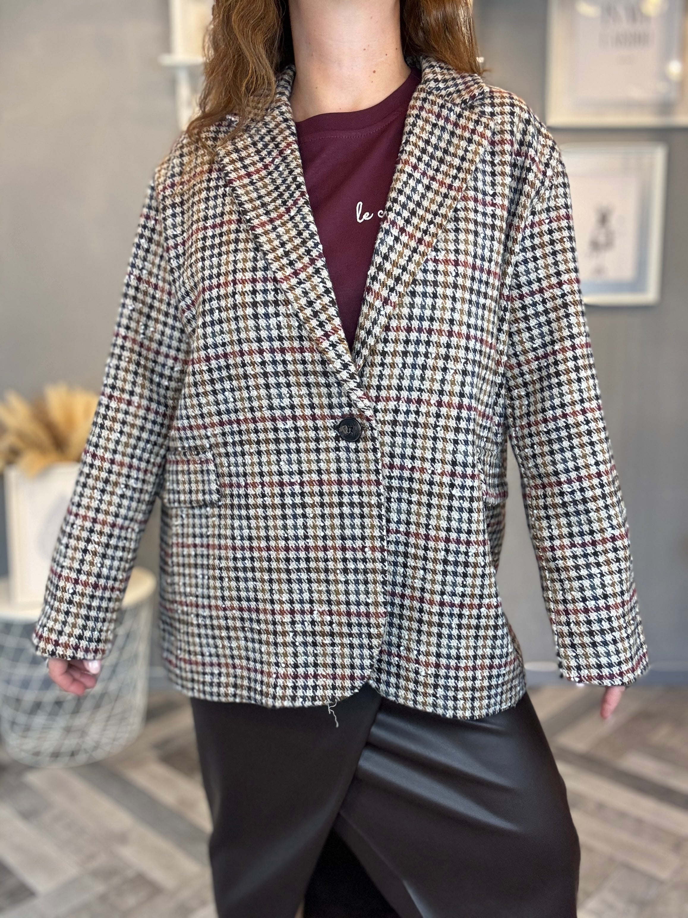 Blazer pied de poule multicolor
