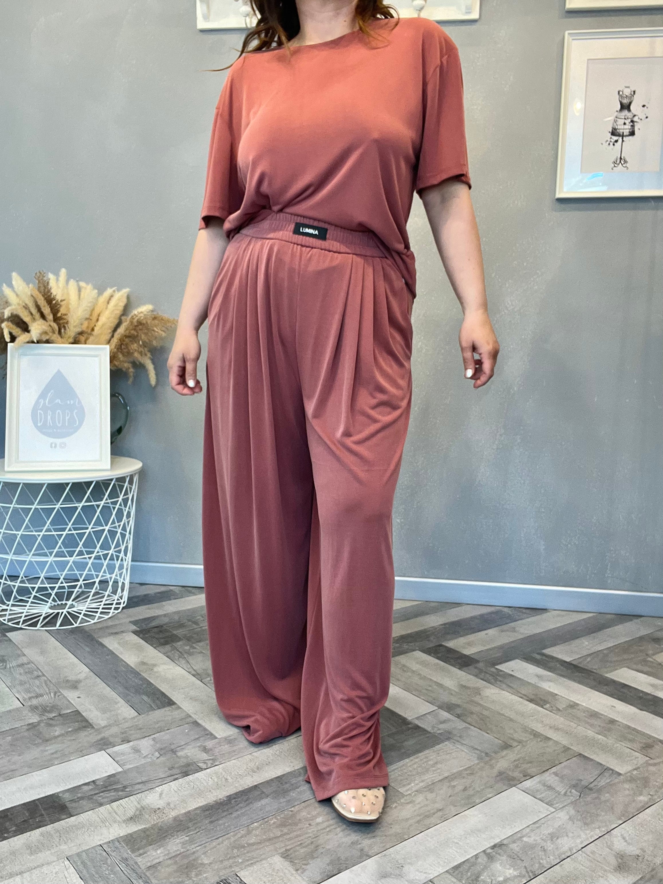 Lumina pantalone in jersey blush