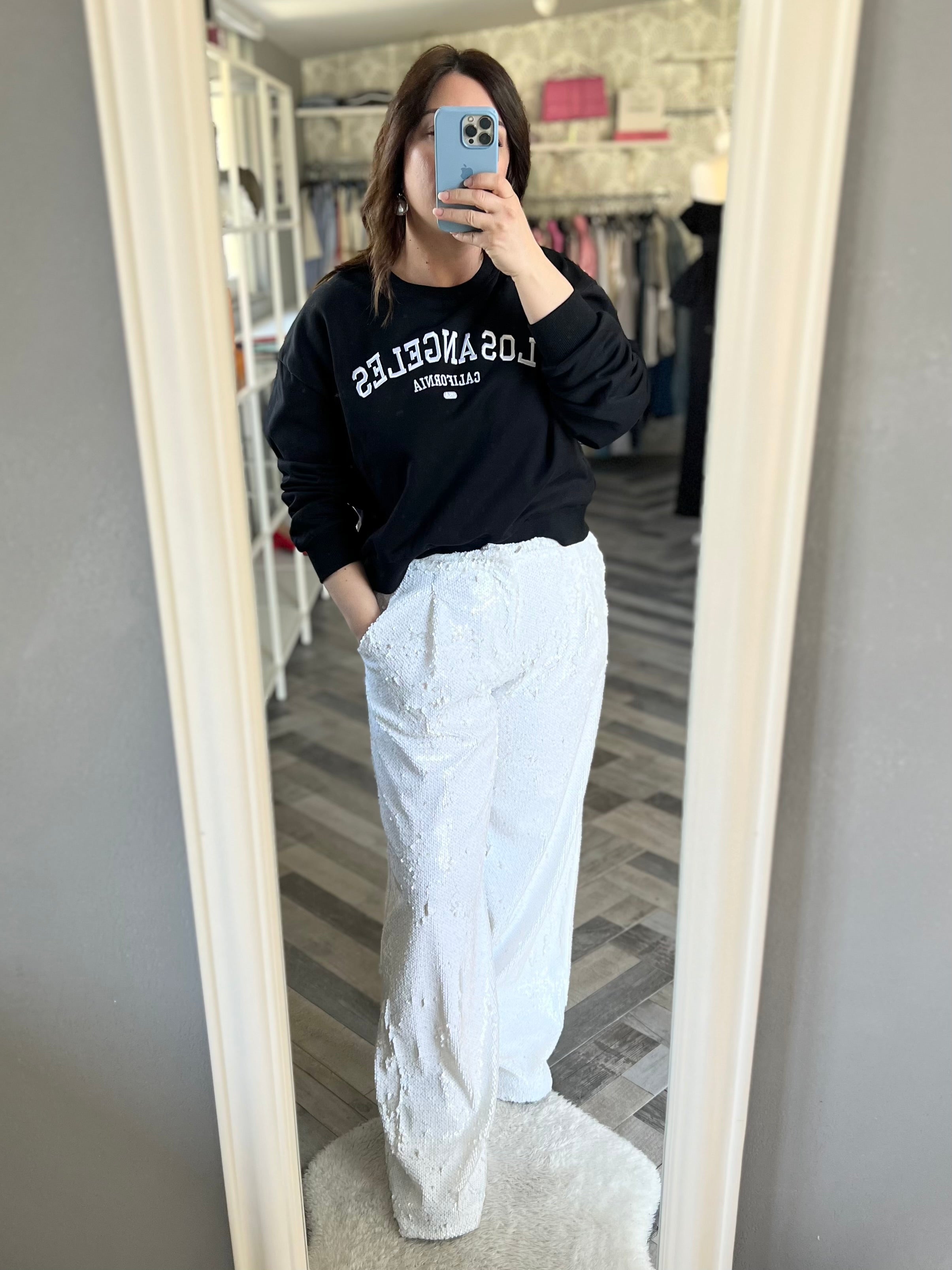 Lumina pantaloni paillttes bianchi