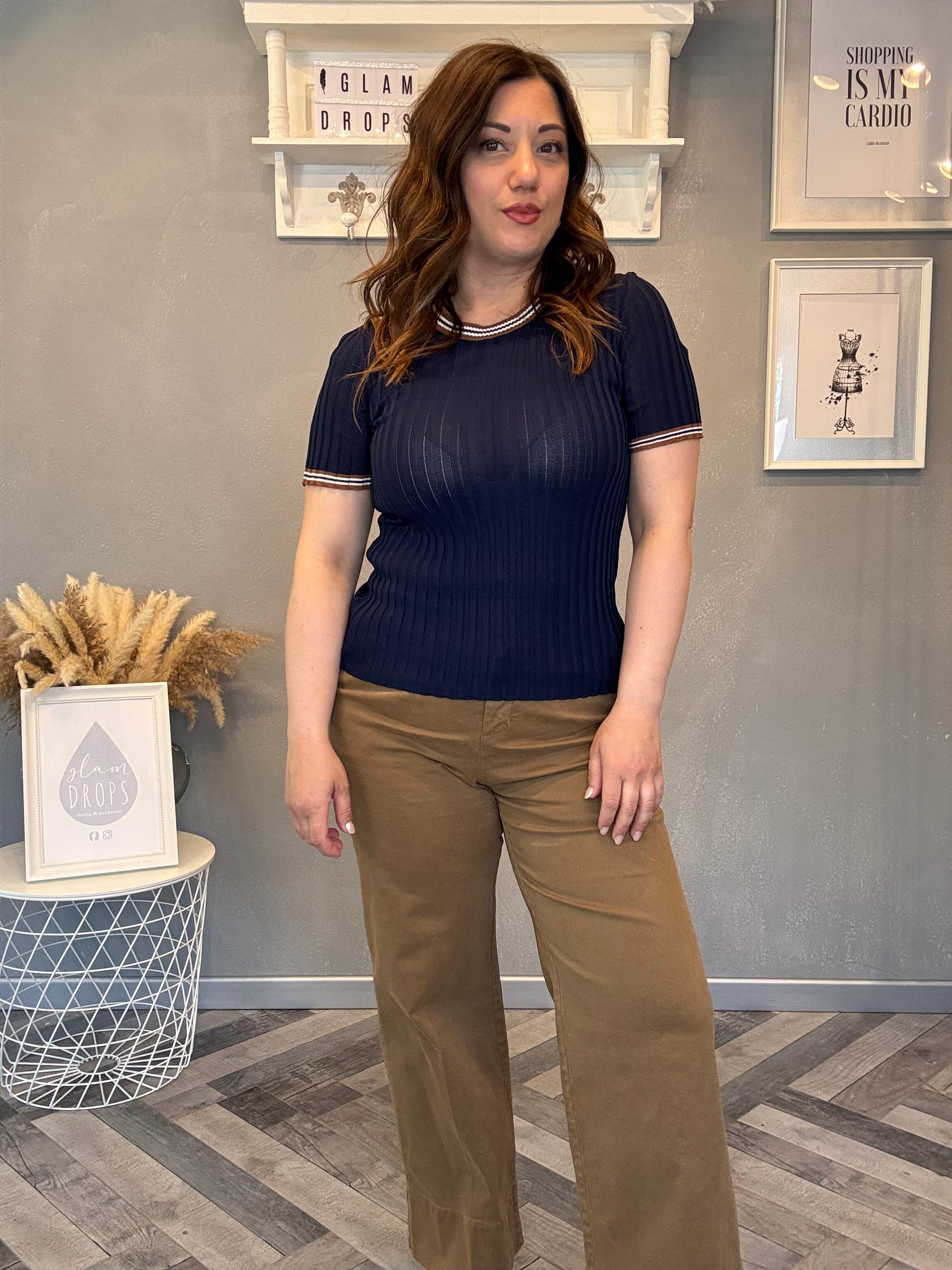 Lumina top in maglia a costine con righe