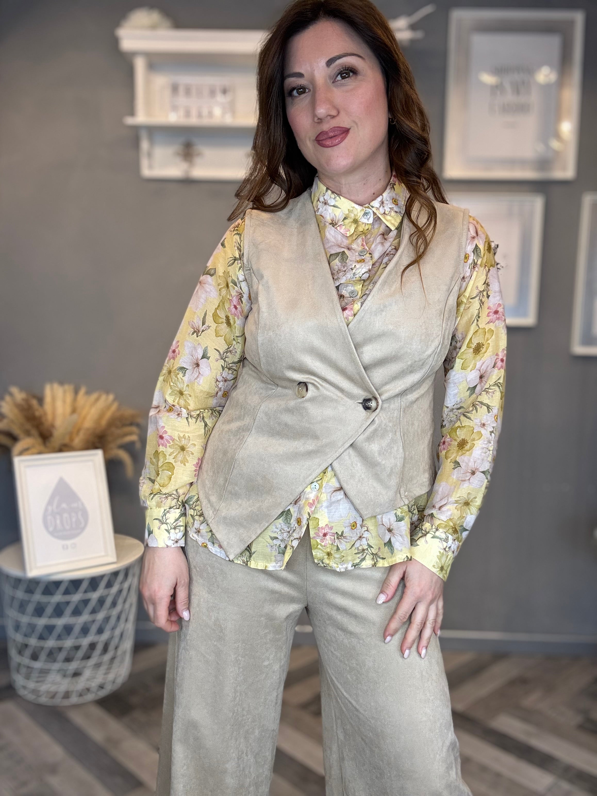 Gilet eco suede soft beige