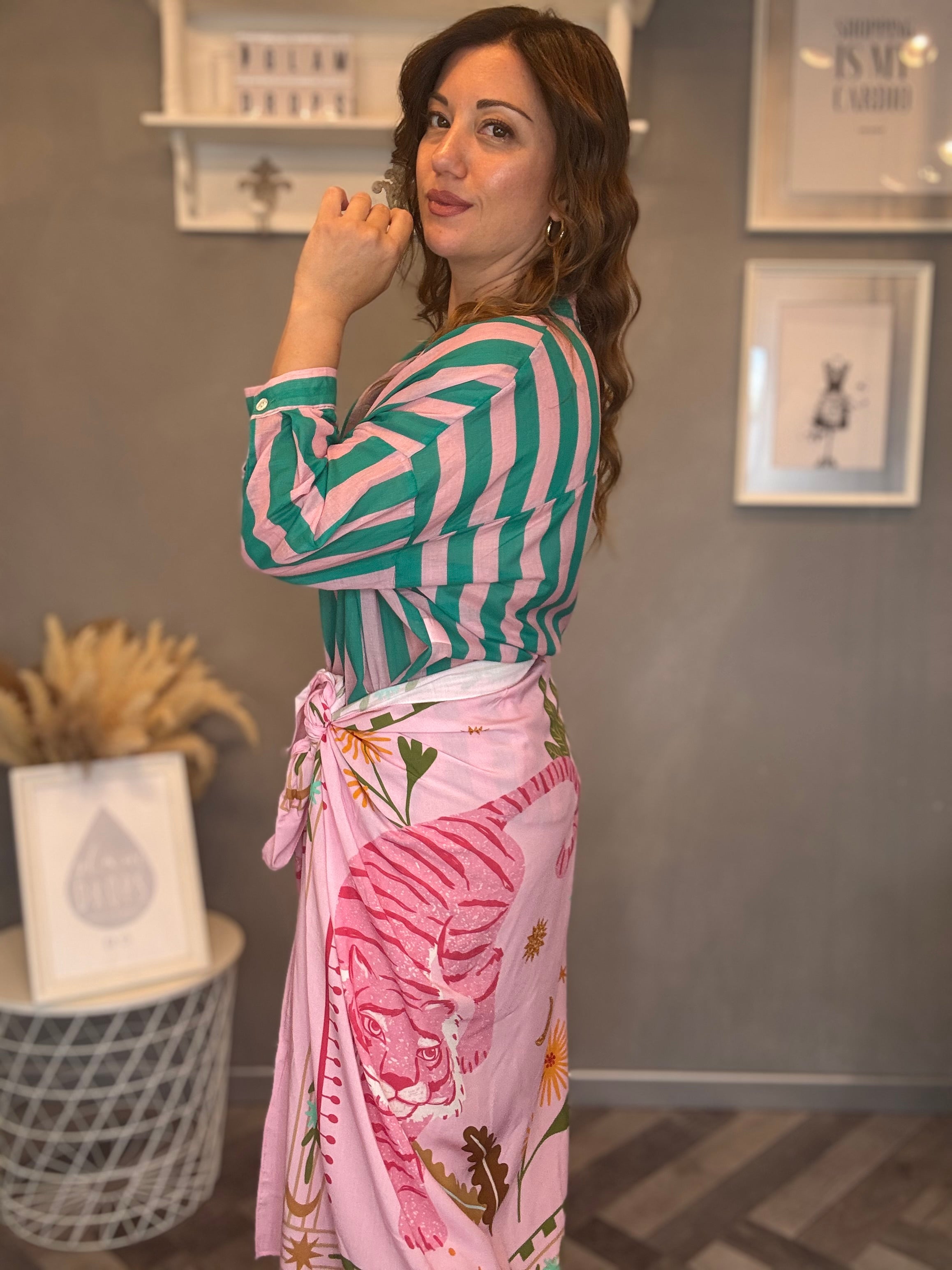 Gonna pareo Isla Bonita midi tigre rosa