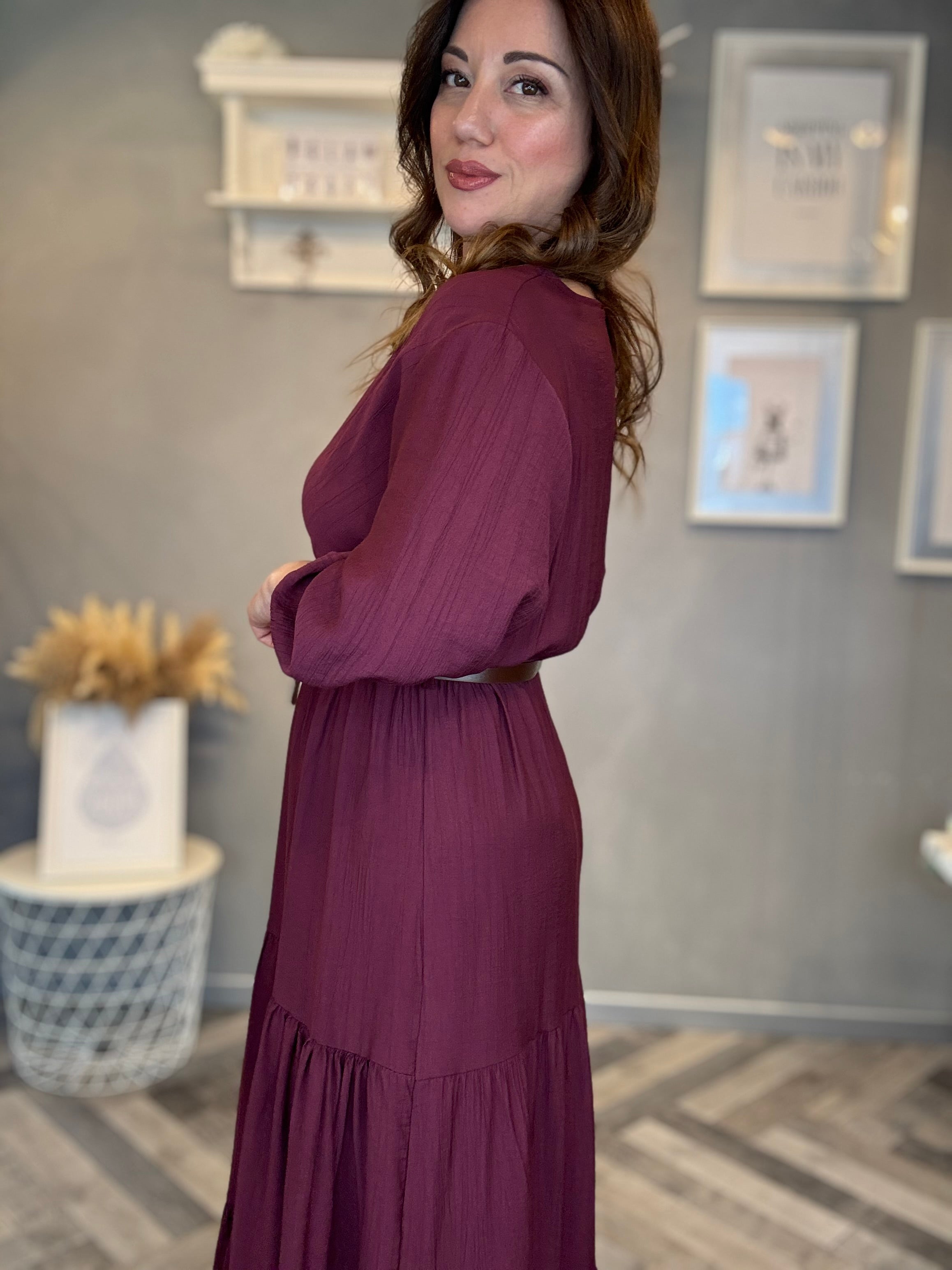 Abito Midi incrocio Soft Borgogna