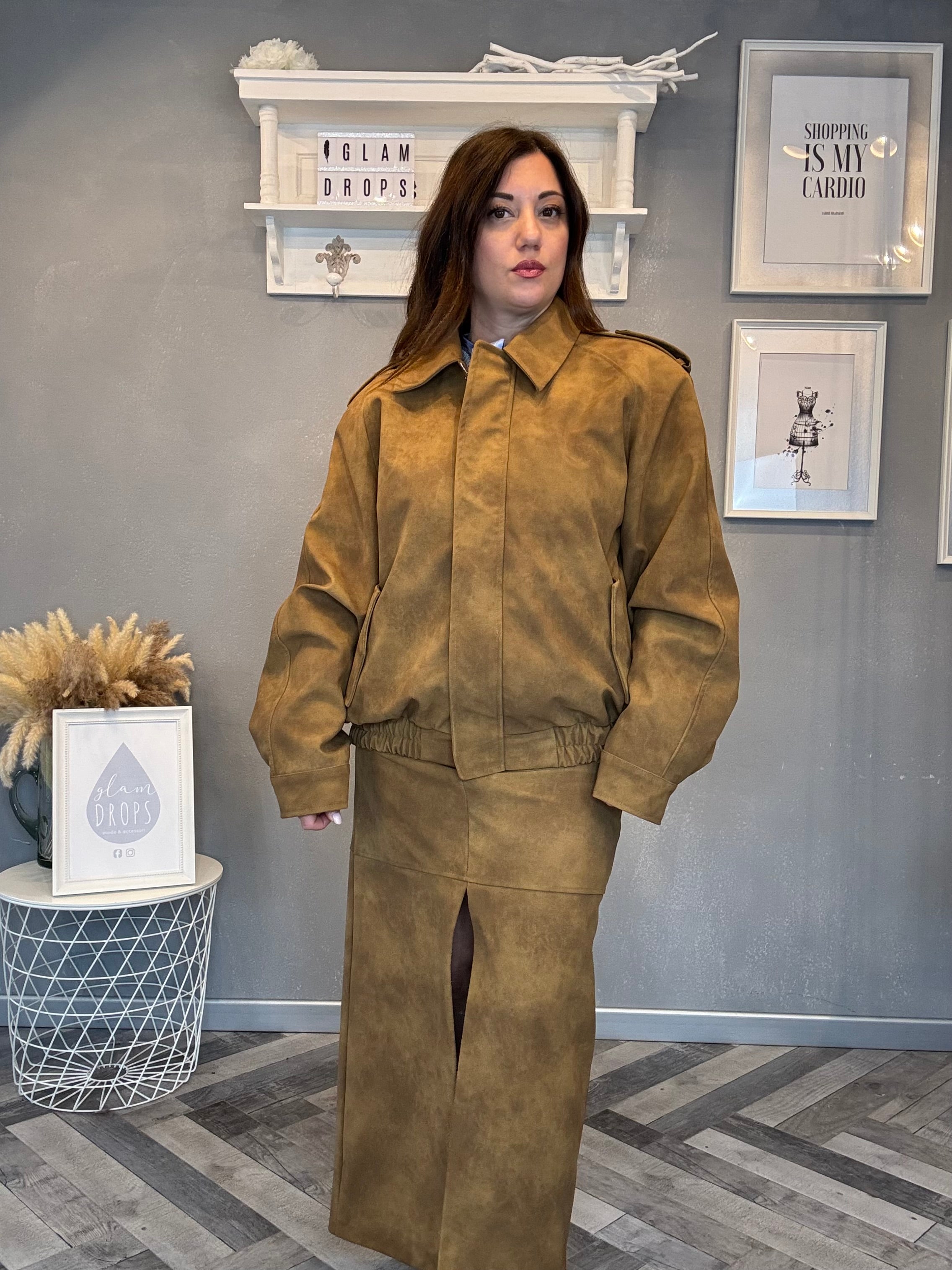 Lumina giubbino in eco suede effetto scamosciato