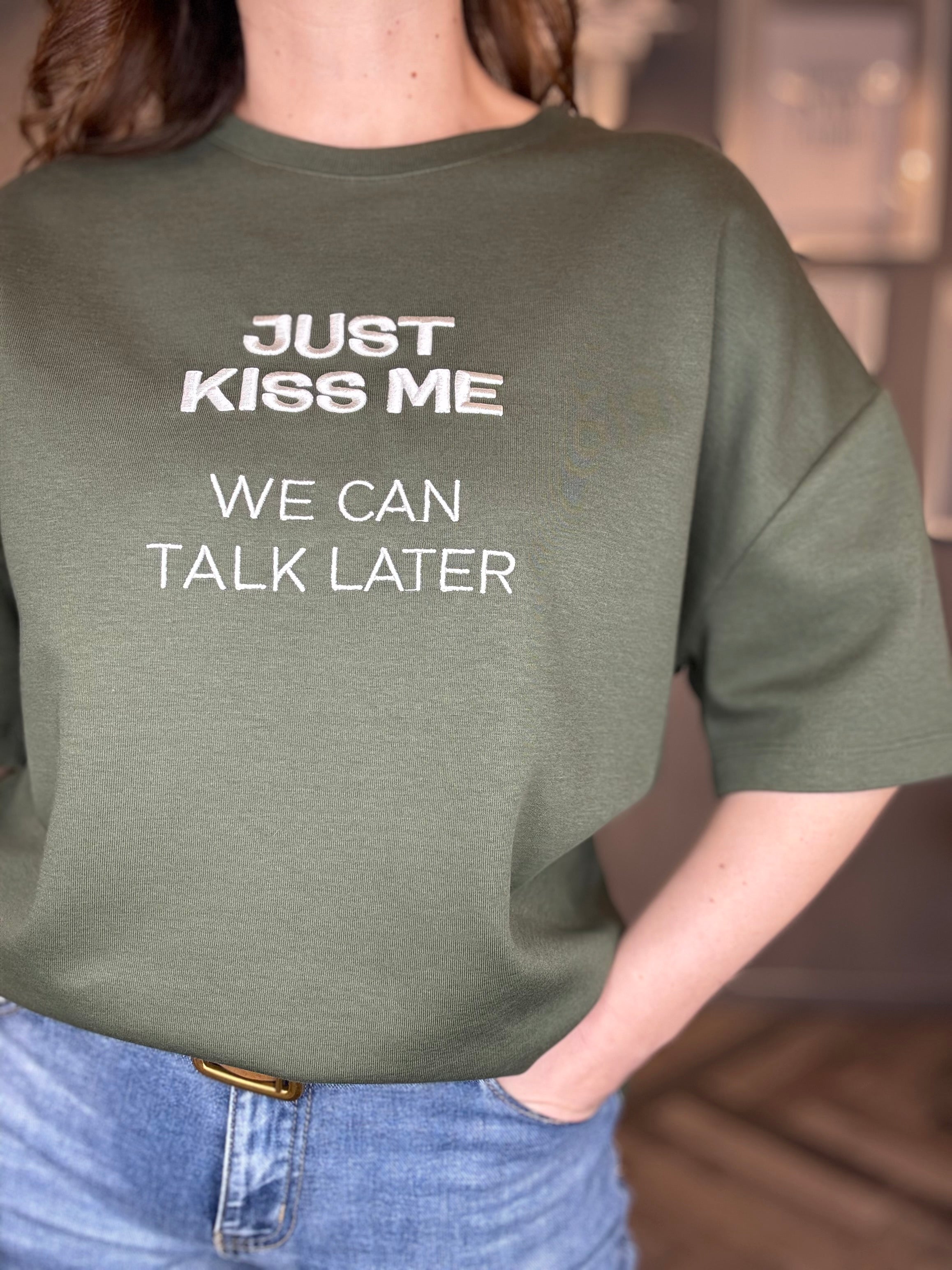 Lumina t-shirt Just kiss me verde militare
