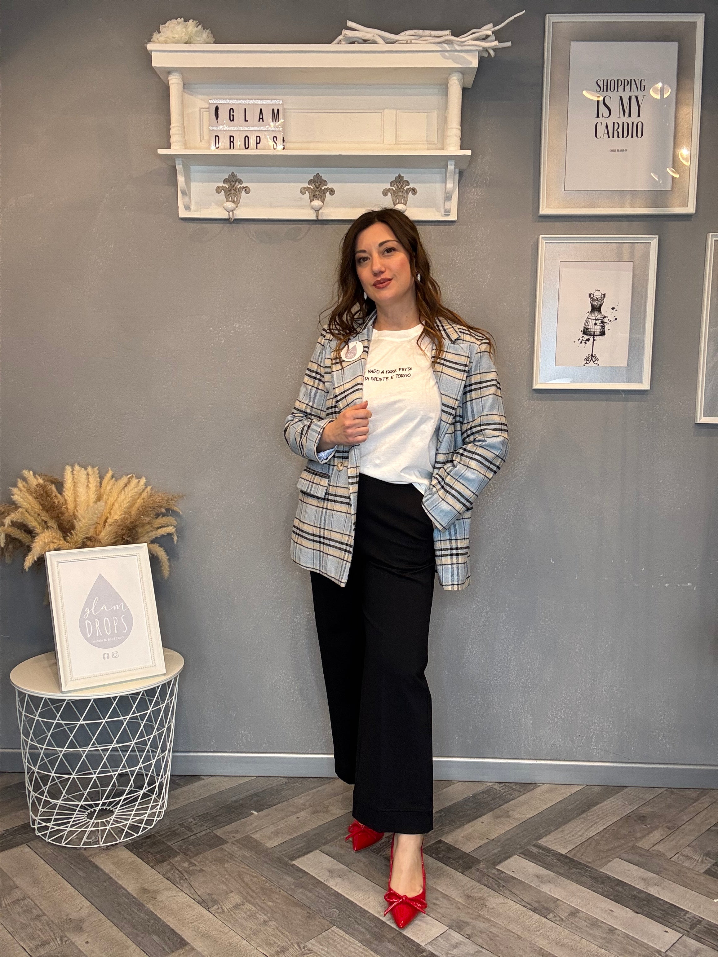 Pantalone wide leg punto Milano nero