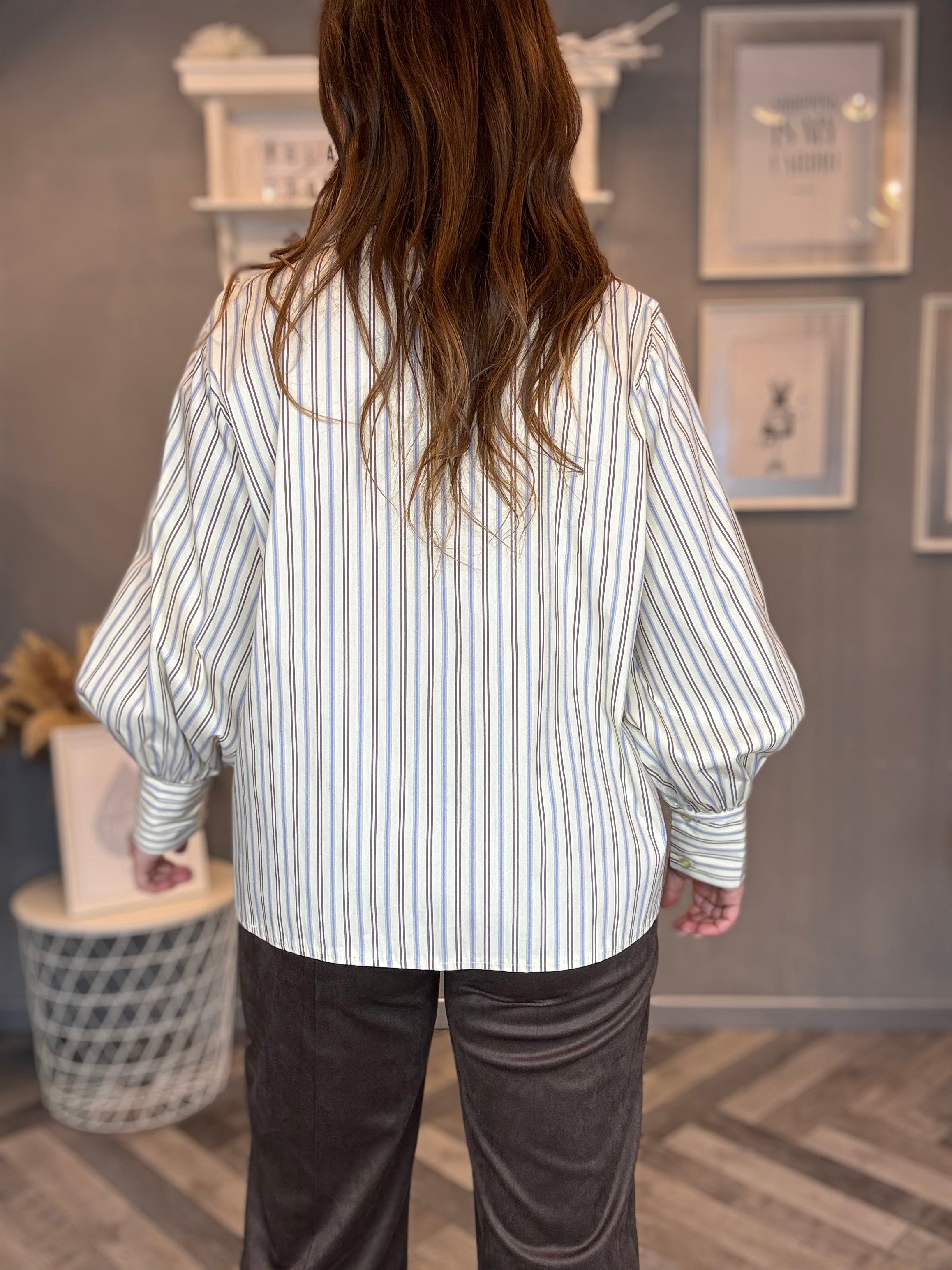 Camicia giallo pastello bacchetta celeste e moro