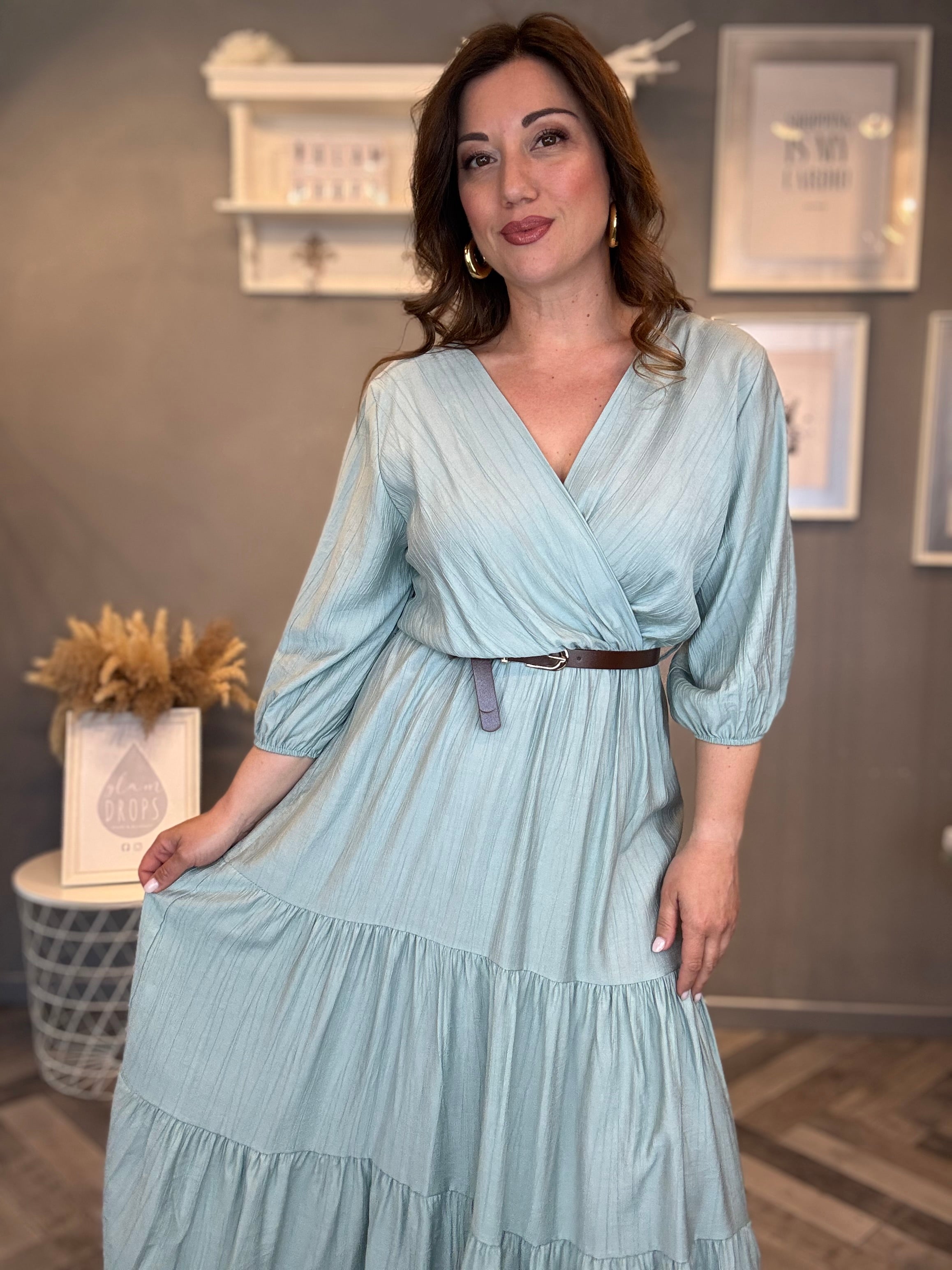Abito Midi incrocio Soft Verde acqua
