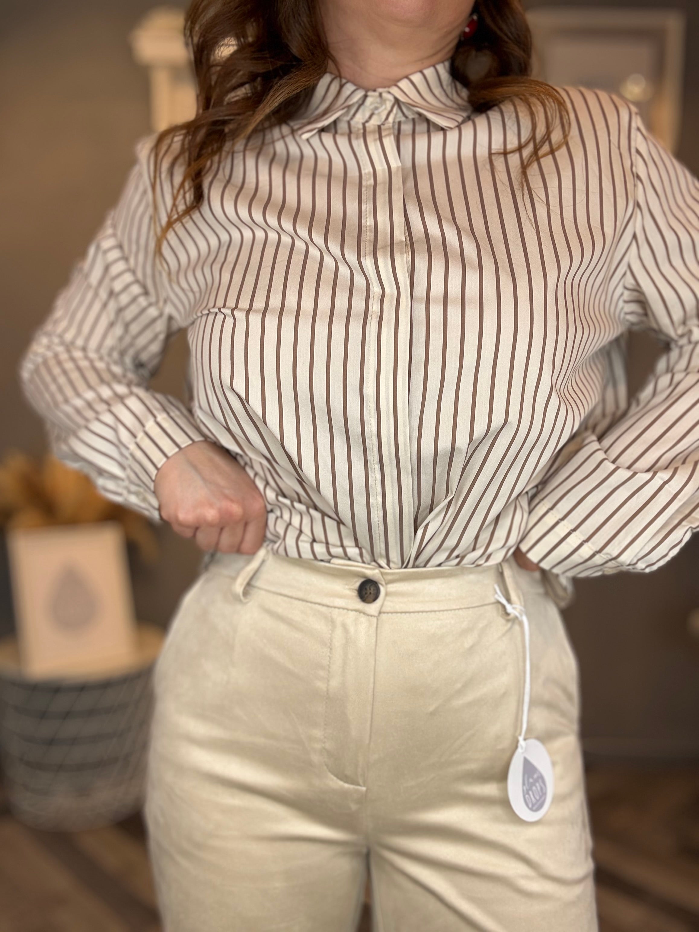 Pantalone eco suede flare burro
