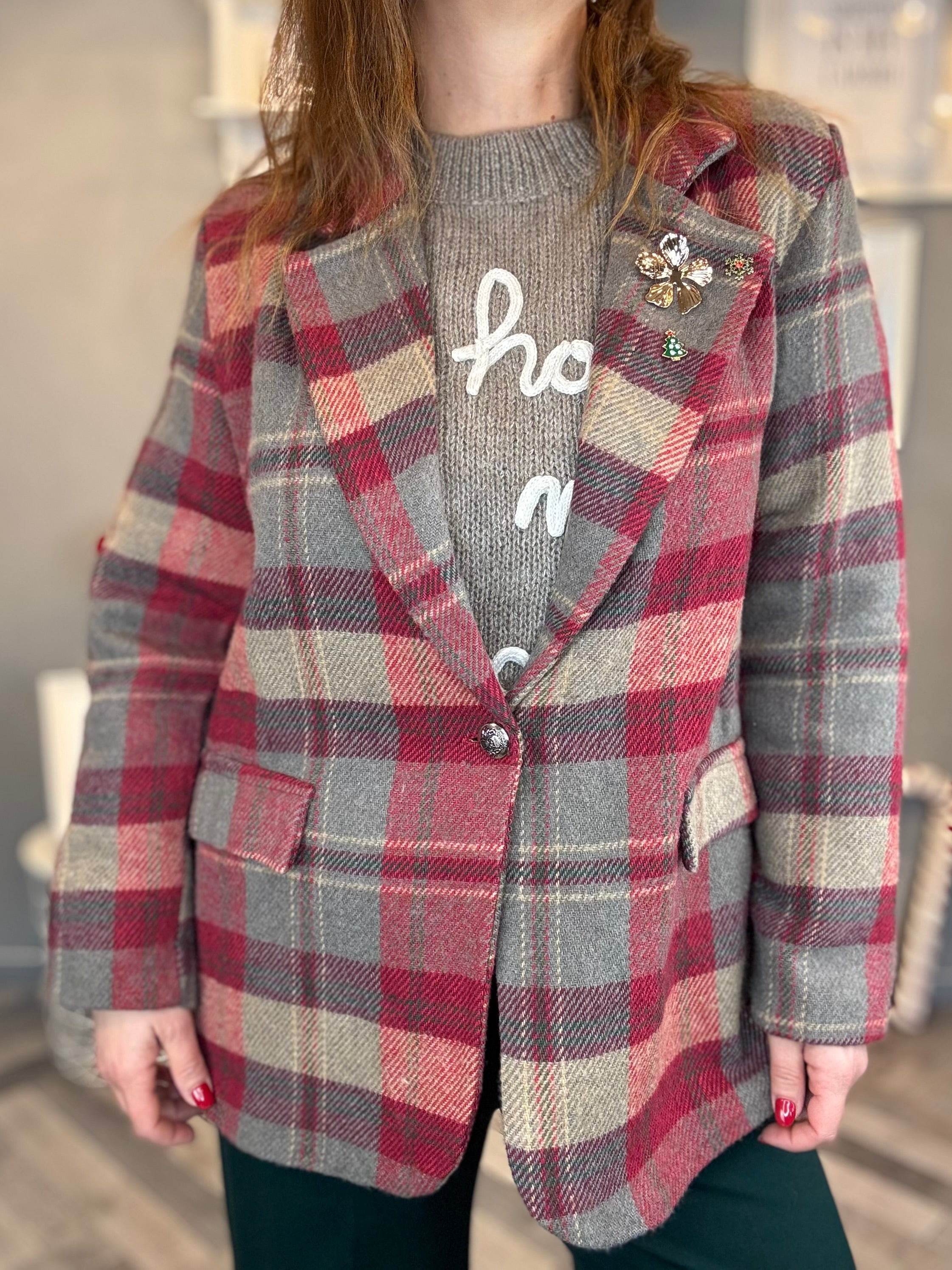 Blazer tartan tortora