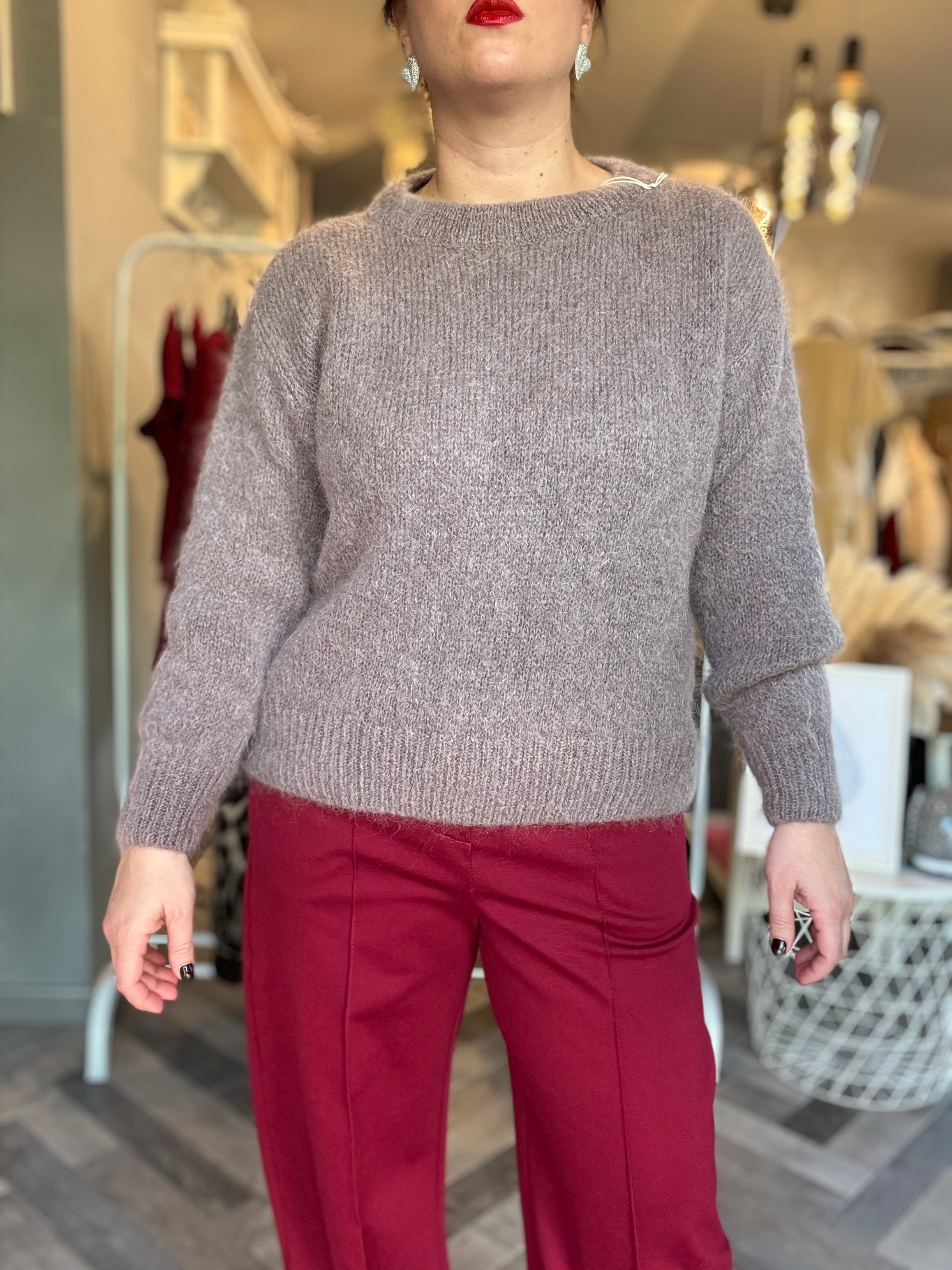 Maglione in mohair con fiocco decorativo sul retro