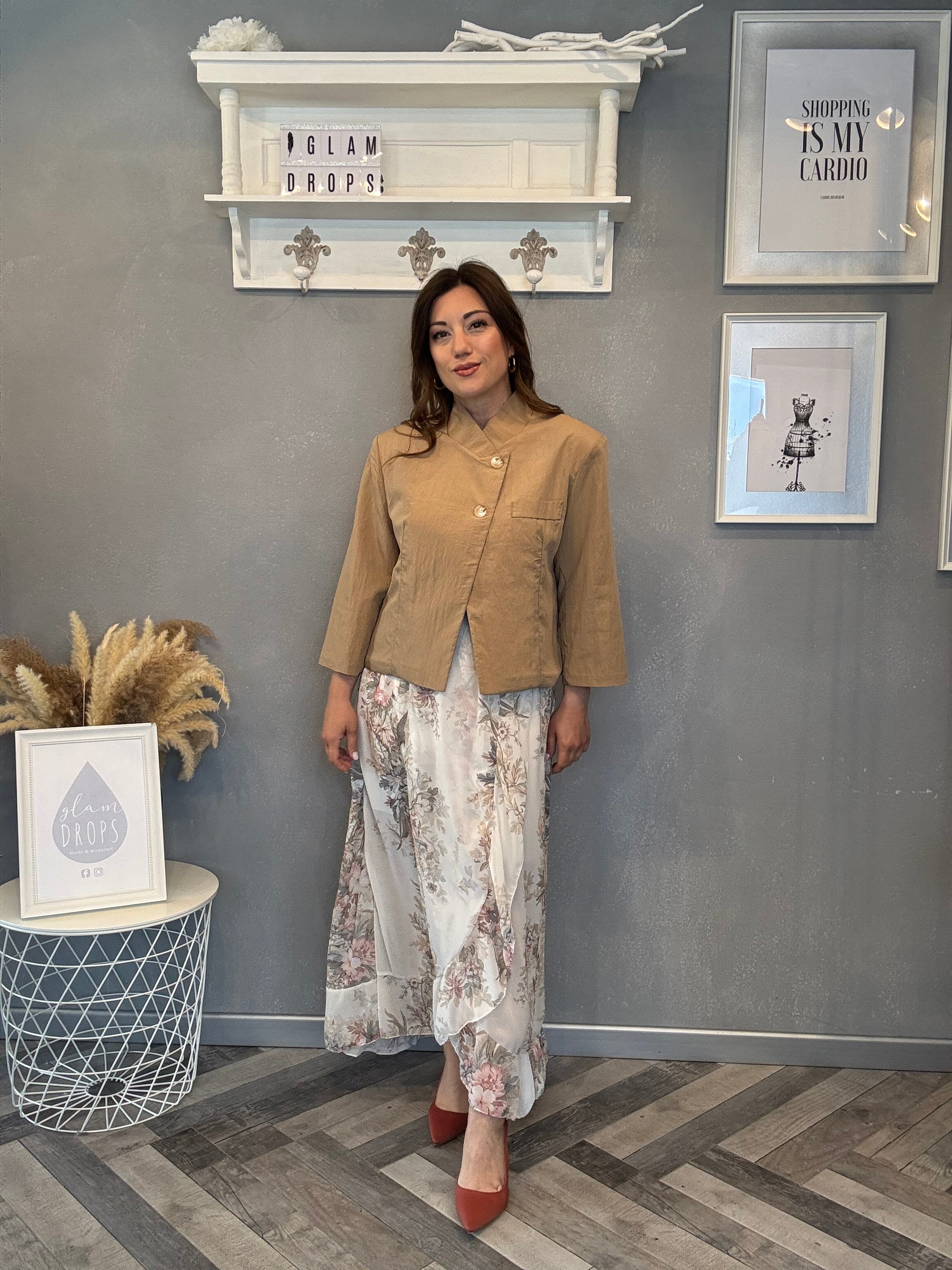 Giacca collo incrociato beige